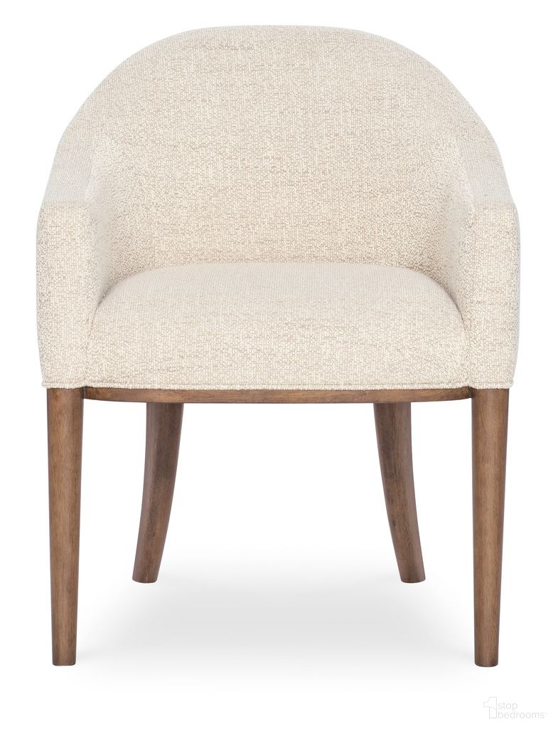 The appearance of Eleana Upholstered Arm Chair In Walnut and Beige designed by Hooker in the transitional interior design. This walnut and beige piece of furniture was selected by 1StopBedrooms from Eleana Collection to add a touch of cosiness and style into your home. Sku: 7252-75400-85. Material: Wood. Chair Type: Arm Chair.