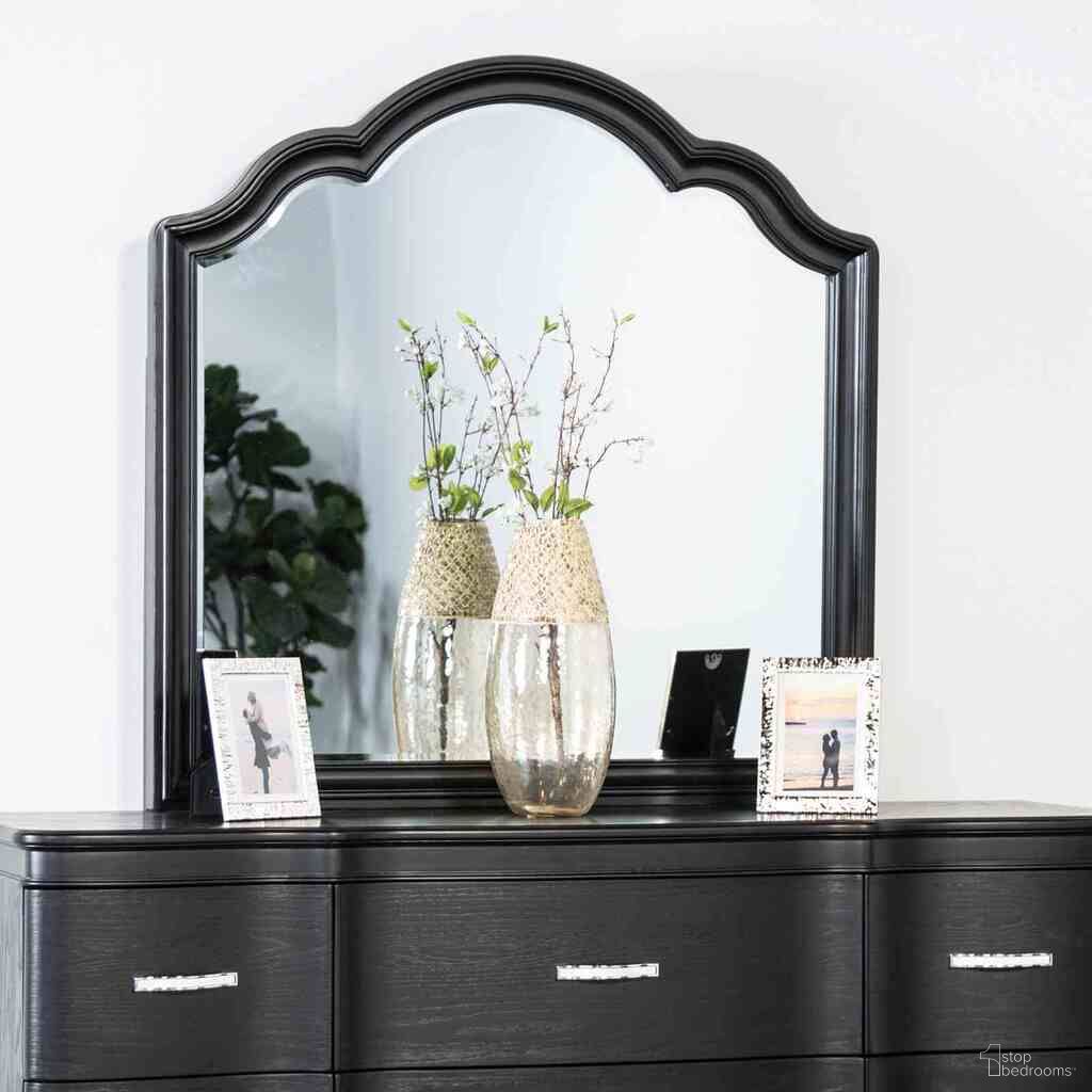 The appearance of Eleanora Mirror In Black designed by Furniture of America in the glam interior design. This black piece of furniture was selected by 1StopBedrooms from Eleanora Collection to add a touch of cosiness and style into your home. Sku: FM7416BK-M. Material: Solid Wood.