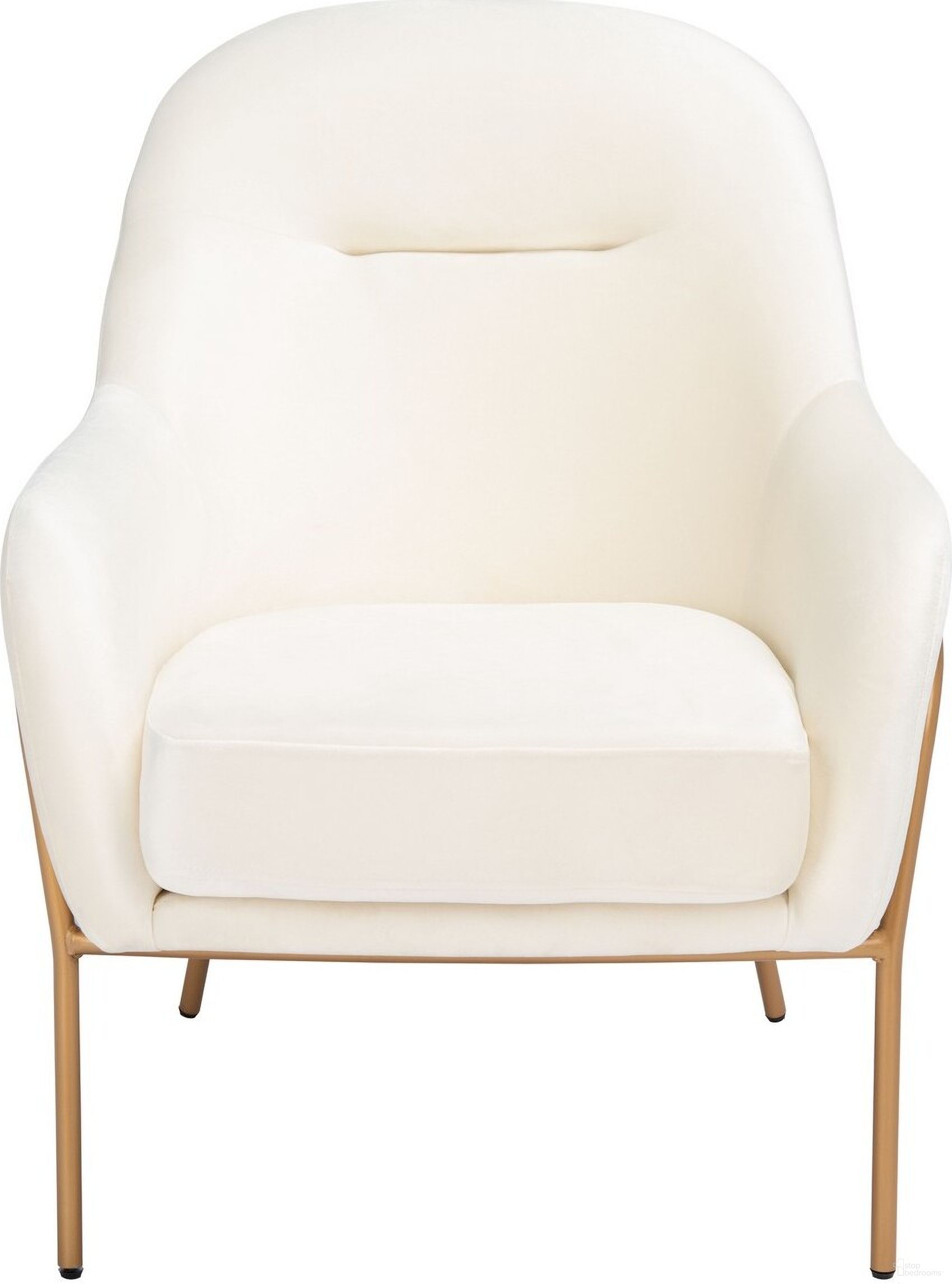 Eleazer Velvet Accent Chair in Cream