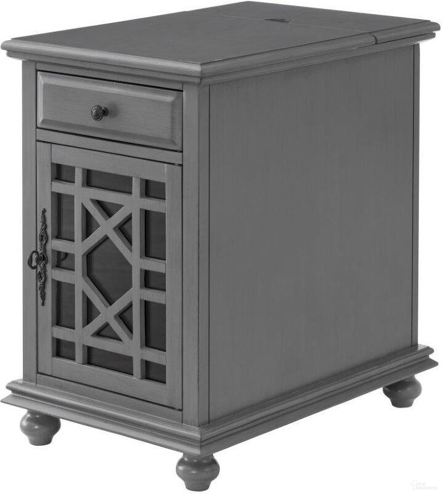 The appearance of Elegant Chairside Table With Power In Grey designed by Martin Svensson Home in the traditional interior design. This grey piece of furniture  was selected by 1StopBedrooms from Elegant Collection to add a touch of cosiness and style into your home. Sku: 810078. Material: MDF.