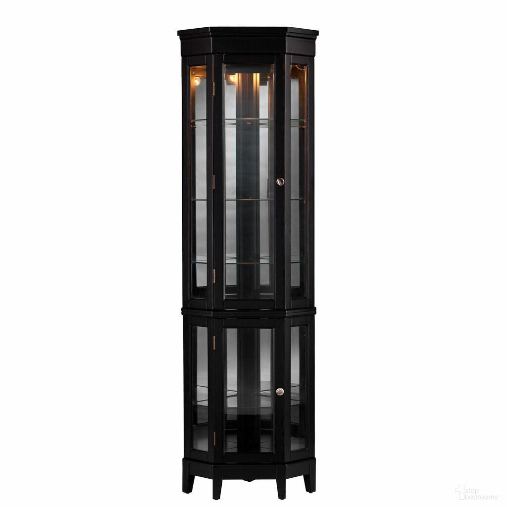 Elegant Lighted Curio Cabinet In Black
