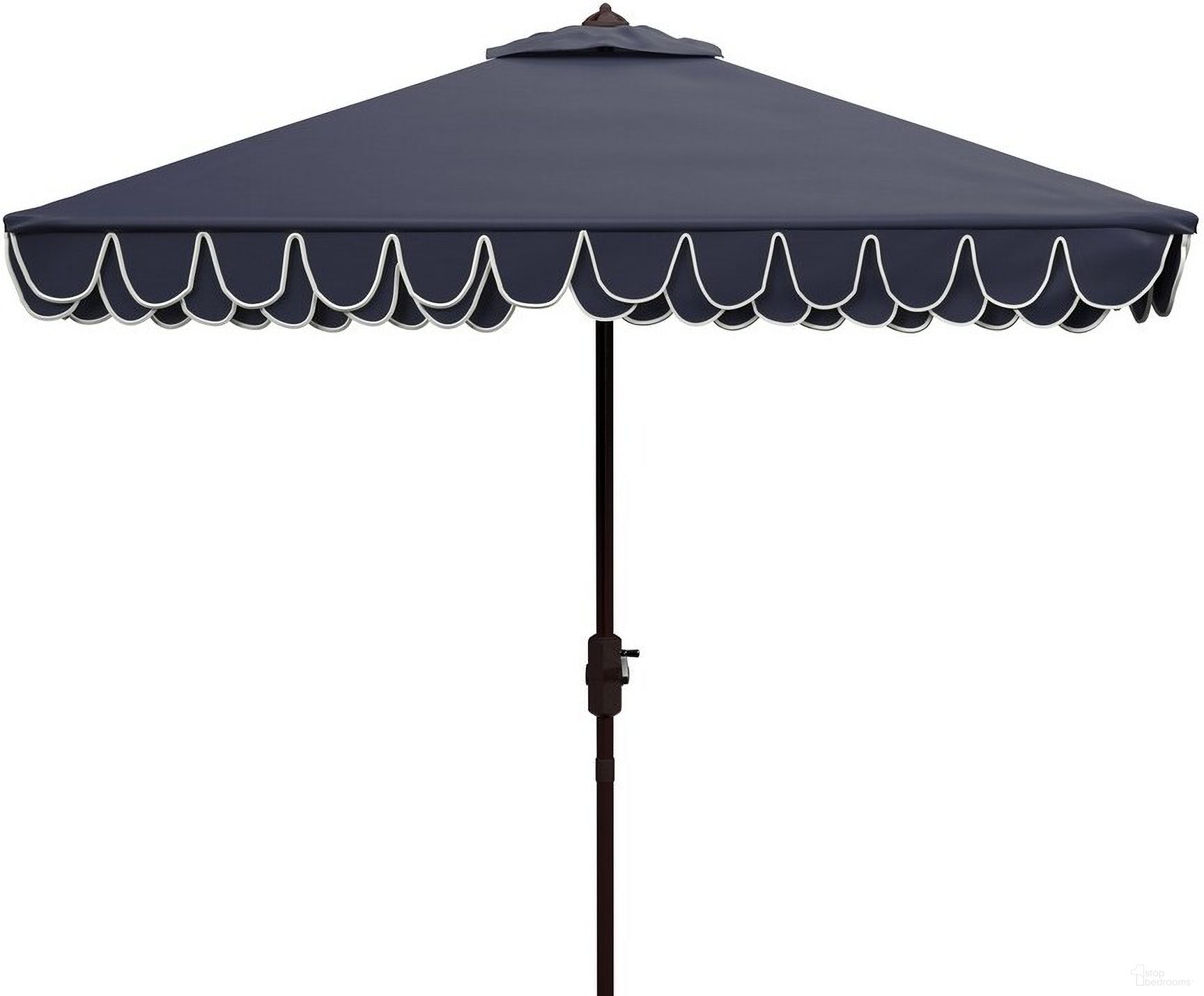 The appearance of Elegant Valance 7.5 Ft Square Umbrella PAT8406A designed by Safavieh in the glam interior design. This white navy piece of furniture  was selected by 1StopBedrooms from Elegant Collection to add a touch of cosiness and style into your home. Sku: PAT8406A. Material: Aluminum.