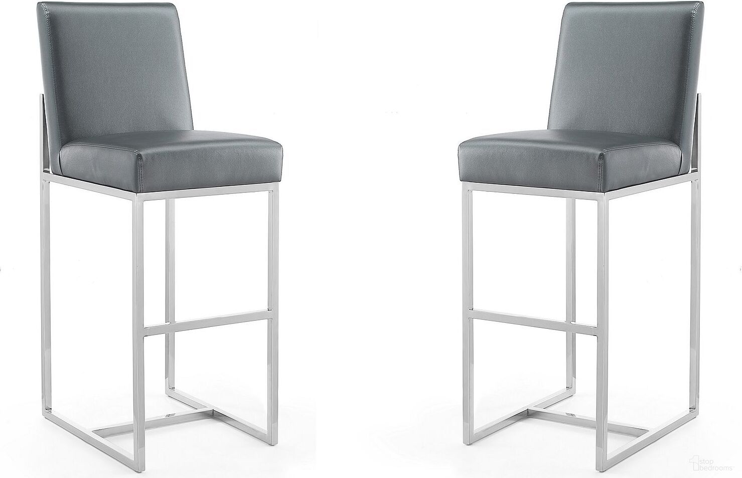 The appearance of Element 29 Inch Faux Leather Bar Stool in Graphite and Polished Chrome (Set of 2) designed by Manhattan Comfort in the modern / contemporary interior design. This graphite piece of furniture was selected by 1StopBedrooms from Element Collection to add a touch of cosiness and style into your home. Sku: BS010-GP;BS010-GP. Material: Stainless Steel.