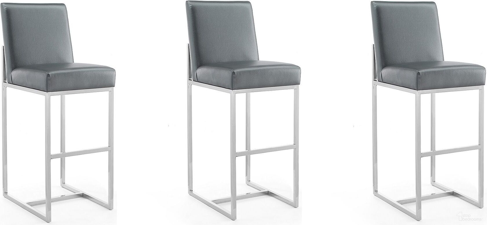 The appearance of Element 29 Inch Faux Leather Bar Stool in Graphite and Polished Chrome (Set of 3) designed by Manhattan Comfort in the modern / contemporary interior design. This graphite piece of furniture was selected by 1StopBedrooms from Element Collection to add a touch of cosiness and style into your home. Sku: BS010-GP;BS010-GP;BS010-GP. Material: Stainless Steel.