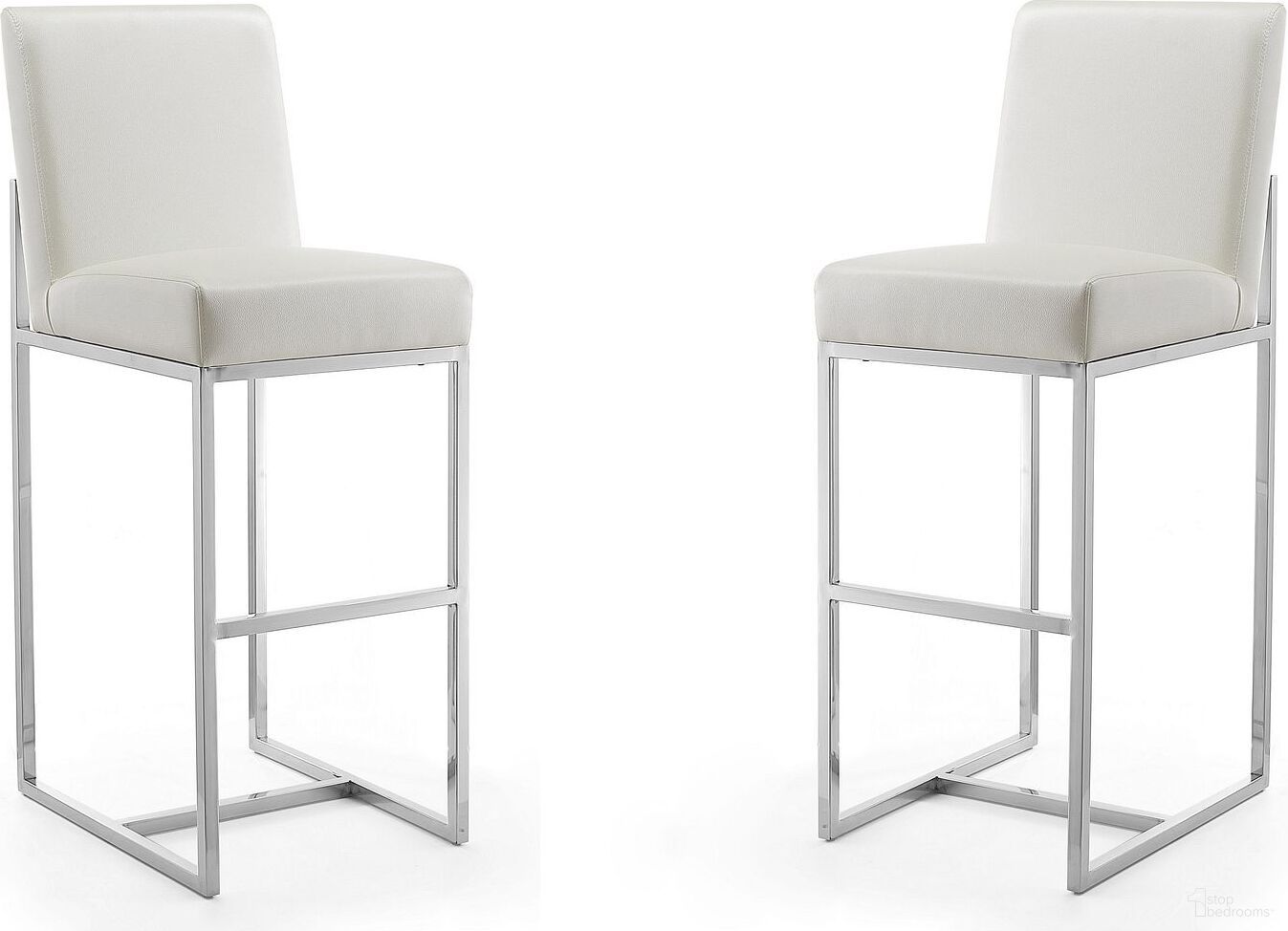 The appearance of Element 29 Inch Faux Leather Bar Stool in Pearl White and Polished Chrome (Set of 2) designed by Manhattan Comfort in the modern / contemporary interior design. This pearl white piece of furniture was selected by 1StopBedrooms from Element Collection to add a touch of cosiness and style into your home. Sku: BS010-PW;BS010-PW. Material: Stainless Steel.