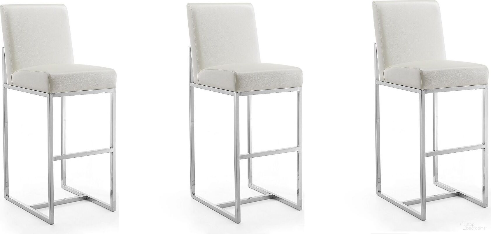 The appearance of Element 29 Inch Faux Leather Bar Stool in Pearl White and Polished Chrome (Set of 3) designed by Manhattan Comfort in the modern / contemporary interior design. This pearl white piece of furniture was selected by 1StopBedrooms from Element Collection to add a touch of cosiness and style into your home. Sku: BS010-PW;BS010-PW;BS010-PW. Material: Stainless Steel.