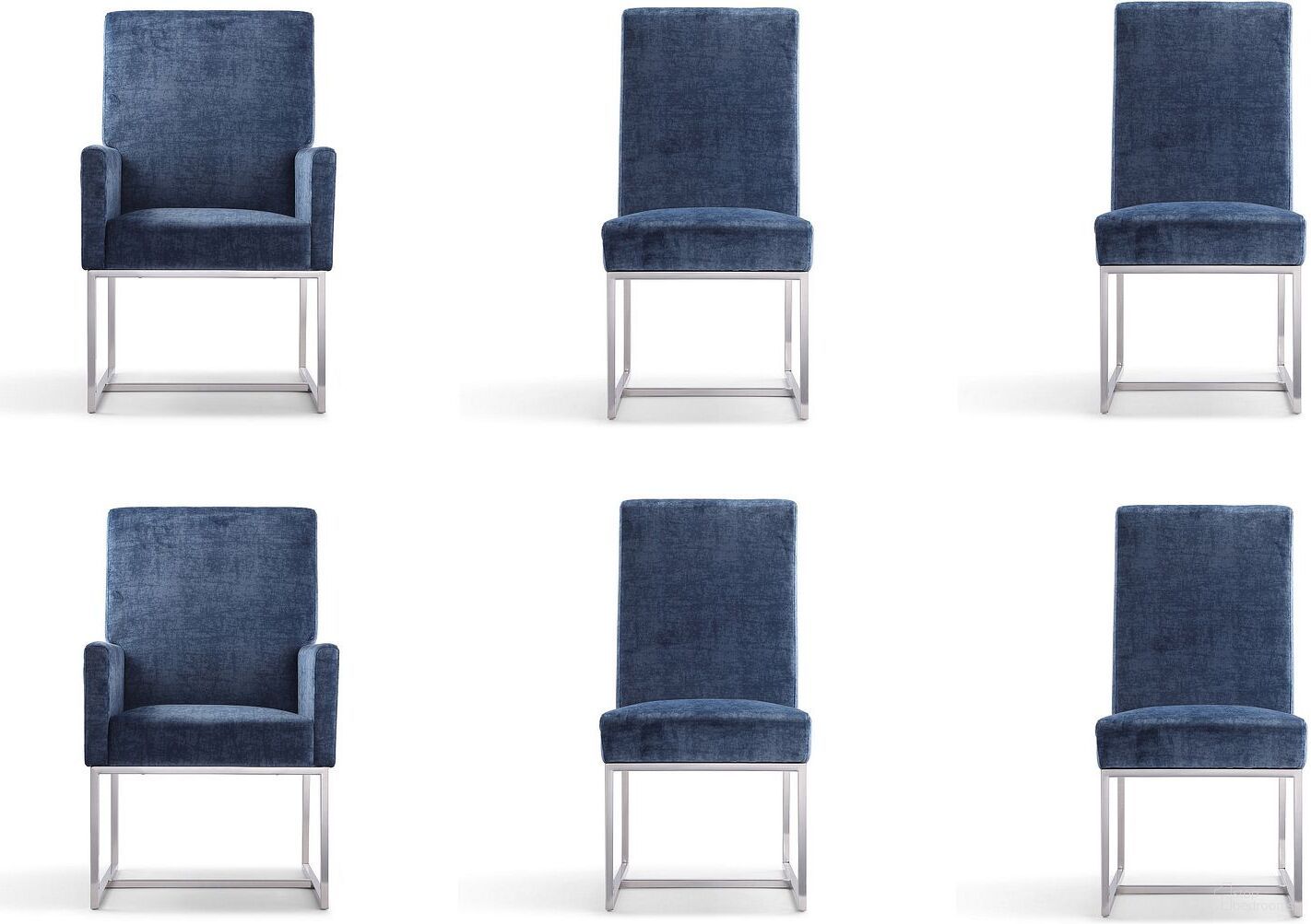 The appearance of Element 6-Piece Dining Chairs in Blue designed by Manhattan Comfort in the modern / contemporary interior design. This blue piece of furniture  was selected by 1StopBedrooms from Element Collection to add a touch of cosiness and style into your home. Sku: DC029-BL;DC029-BL;DC030-BL;DC030-BL;DC030-BL;DC030-BL. Material: Stainless Steel. Chair Type: Arm Chair.