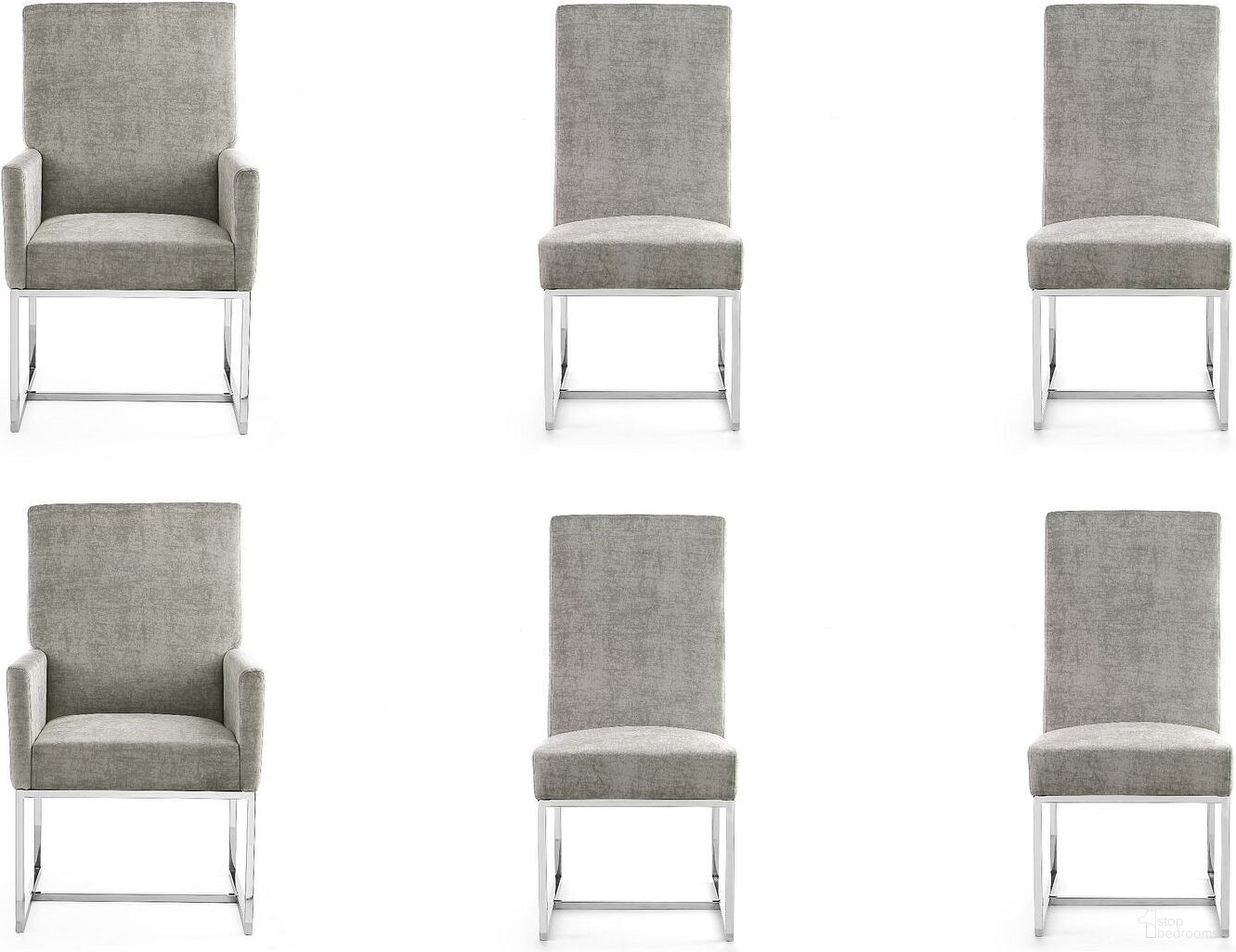 The appearance of Element 6-Piece Dining Chairs in Steel designed by Manhattan Comfort in the modern / contemporary interior design. This steel piece of furniture  was selected by 1StopBedrooms from Element Collection to add a touch of cosiness and style into your home. Sku: DC029-ST;DC029-ST;DC030-ST;DC030-ST;DC030-ST;DC030-ST. Material: Stainless Steel. Chair Type: Arm Chair.