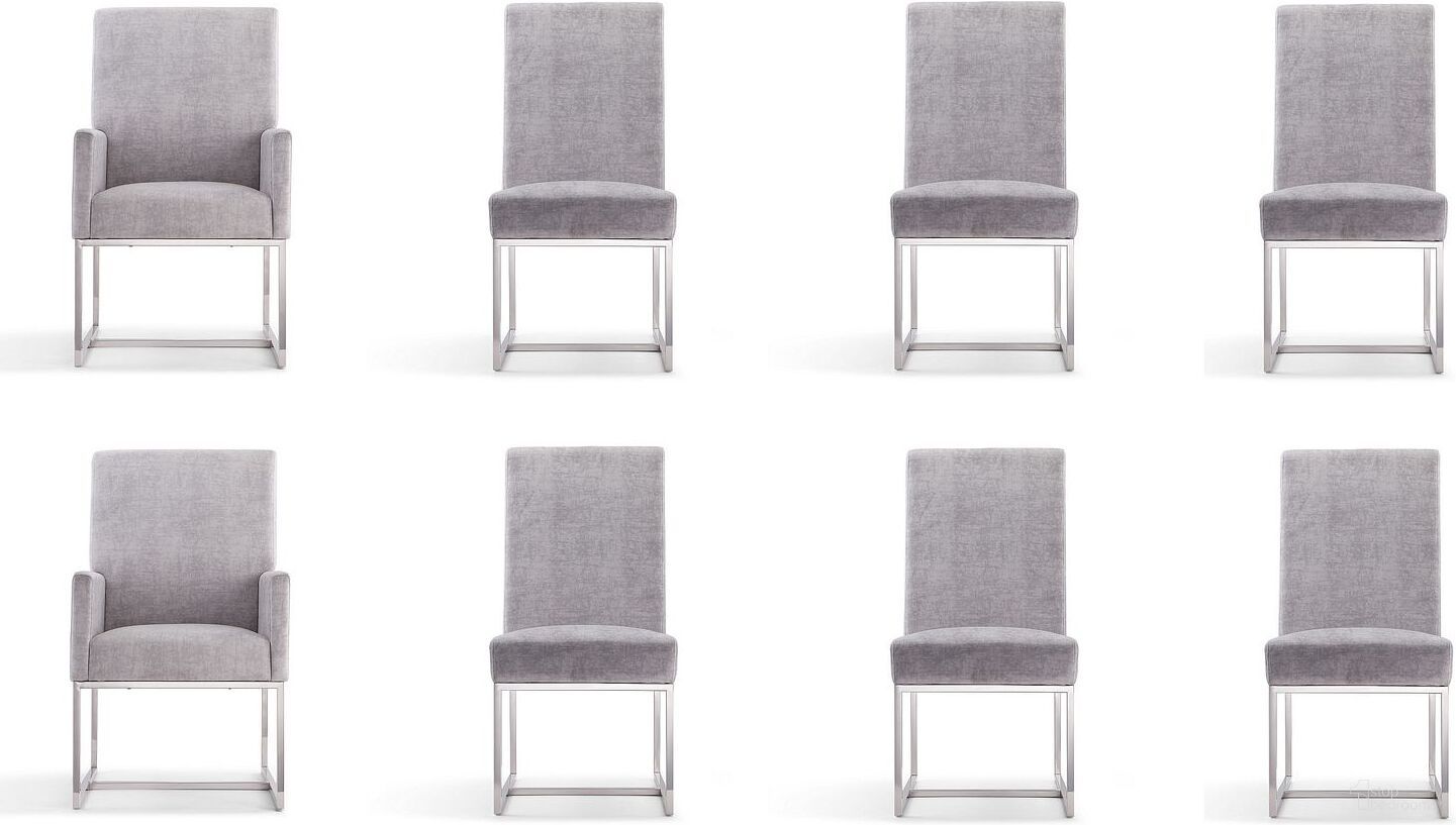 The appearance of Element 8-Piece Dining Chairs in Grey designed by Manhattan Comfort in the modern / contemporary interior design. This grey piece of furniture  was selected by 1StopBedrooms from Element Collection to add a touch of cosiness and style into your home. Sku: DC029-GY;DC029-GY;DC030-GY;DC030-GY;DC030-GY;DC030-GY;DC030-GY;DC030-GY. Material: Stainless Steel. Chair Type: Arm Chair.