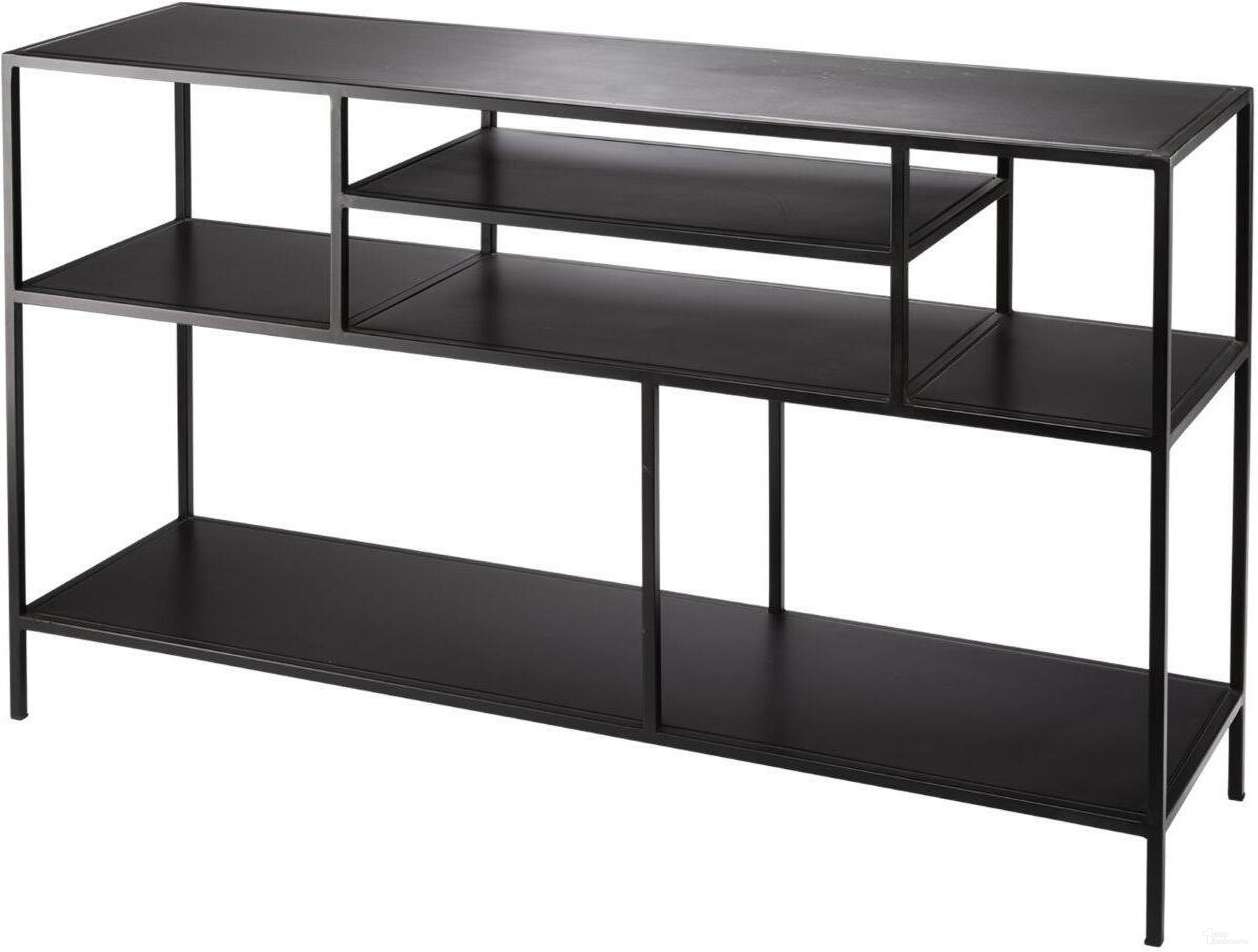 The appearance of Element Shelved Console Table designed by Jamie Young Company in the modern / contemporary interior design. This black piece of furniture  was selected by 1StopBedrooms from Element Collection to add a touch of cosiness and style into your home. Sku: 20ELEM-COBK. Material: Iron.