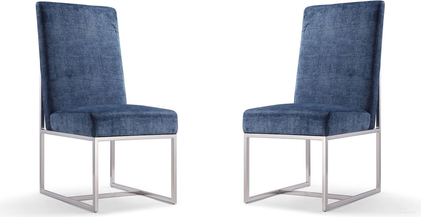 The appearance of Element Velvet Dining Chair in Blue (Set of 2) designed by Manhattan Comfort in the modern / contemporary interior design. This blue piece of furniture was selected by 1StopBedrooms from Element Collection to add a touch of cosiness and style into your home. Sku: DC030-BL;DC030-BL. Material: Stainless Steel. Chair Type: Side Chair.