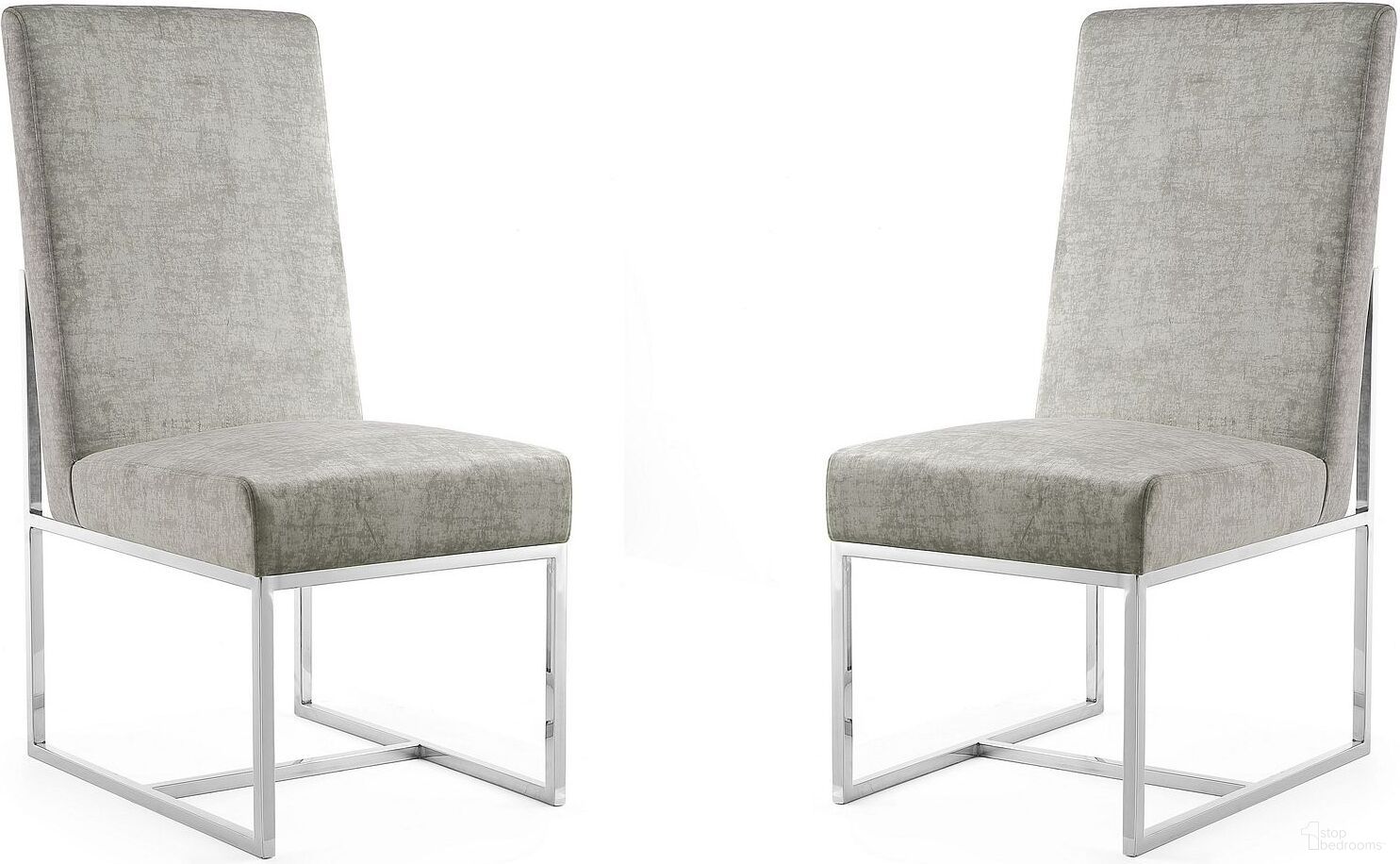 The appearance of Element Velvet Dining Chair in Steel (Set of 2) designed by Manhattan Comfort in the modern / contemporary interior design. This steel piece of furniture  was selected by 1StopBedrooms from Element Collection to add a touch of cosiness and style into your home. Sku: DC030-ST;DC030-ST. Material: Stainless Steel. Chair Type: Side Chair.