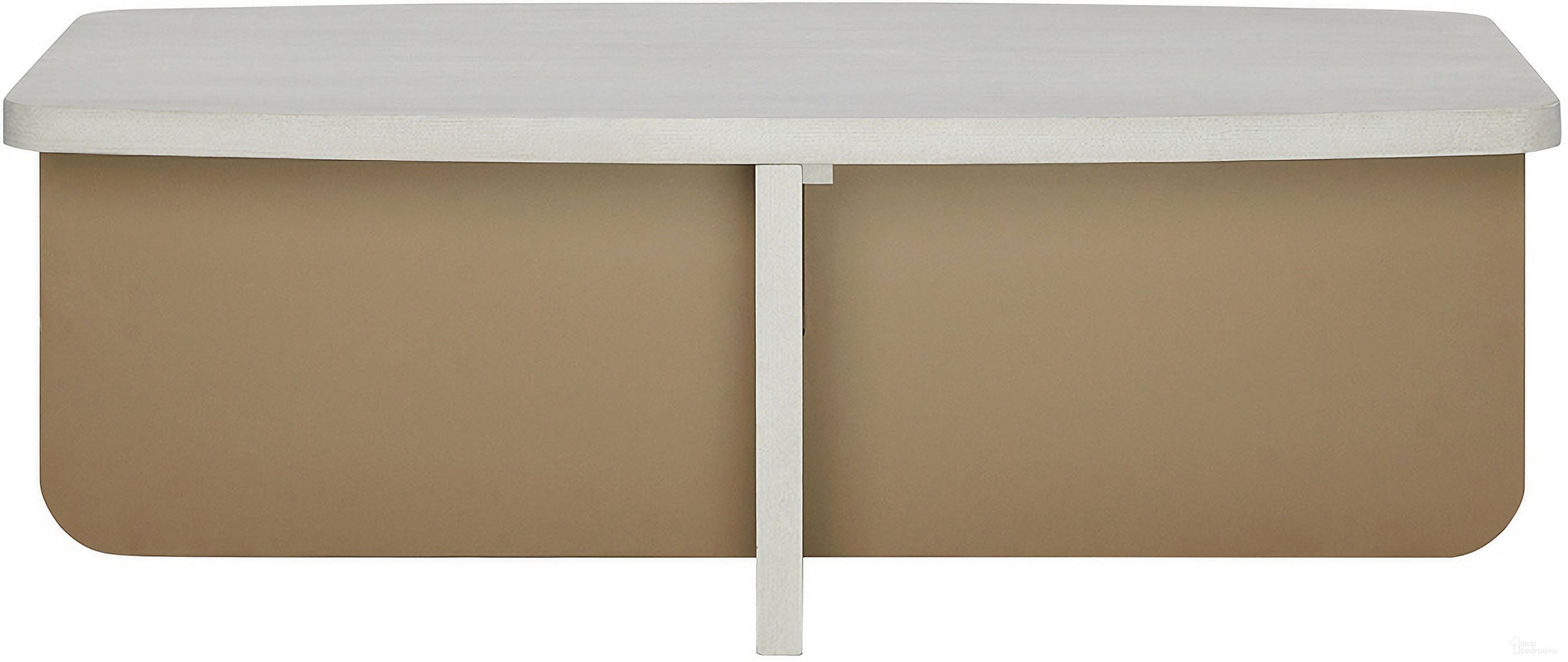 The appearance of Elements Accent Cocktail Table In Vanilla designed by Bernell in the transitional interior design. This vanilla piece of furniture  was selected by 1StopBedrooms from Elements Collection to add a touch of cosiness and style into your home. Sku: 3062-001. Material: Oak Veneer.