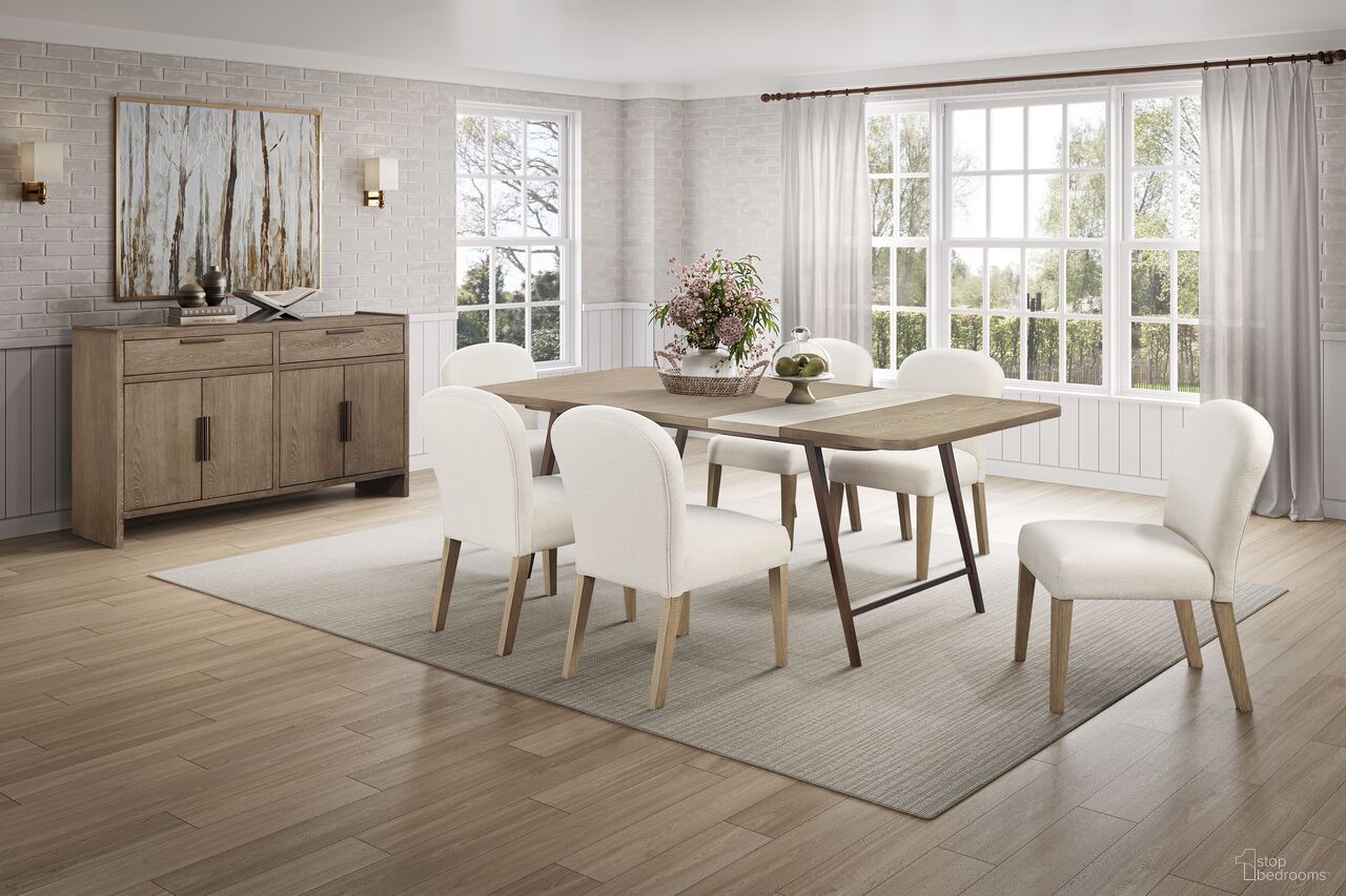 Elements Assyemtrical Stone Slab Dining Set In Toffee