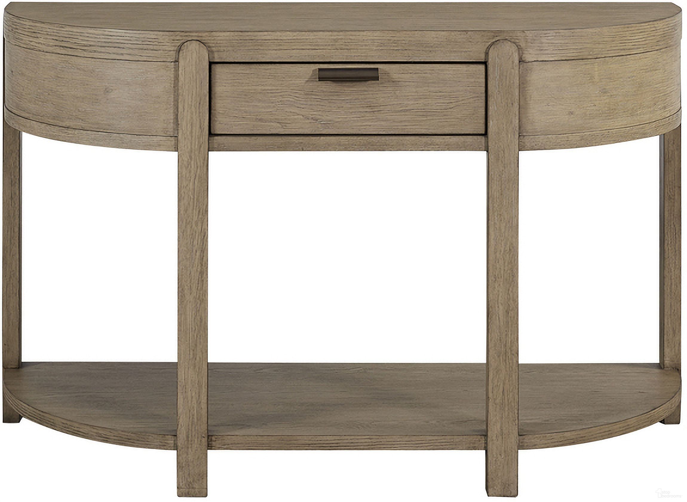 The appearance of Elements Curved 1-Drawer Console Table In Toffee designed by Bernell in the transitional interior design. This toffee piece of furniture was selected by 1StopBedrooms from Elements Collection to add a touch of cosiness and style into your home. Sku: 3262-004. Material: Oak Veneer.