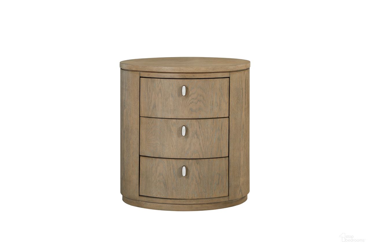 The appearance of Elements Oval Nightstand In Toffee designed by Bernell in the transitional interior design. This toffee piece of furniture  was selected by 1StopBedrooms from Elements Collection to add a touch of cosiness and style into your home. Sku: 3262-120. Material: Oak Veneer.