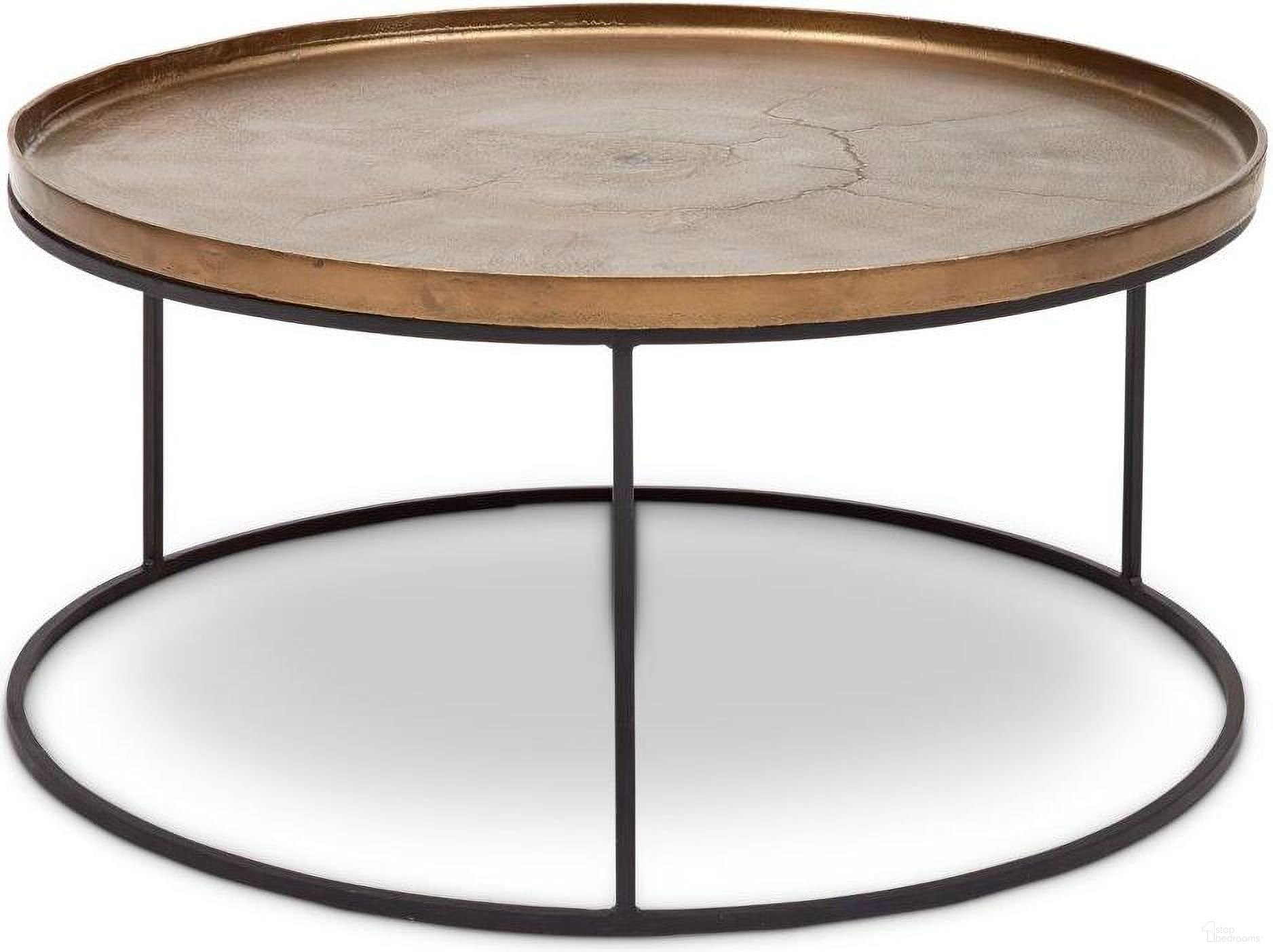 Elements Sana Coffee Table In Antique Brass Top And Black Frame