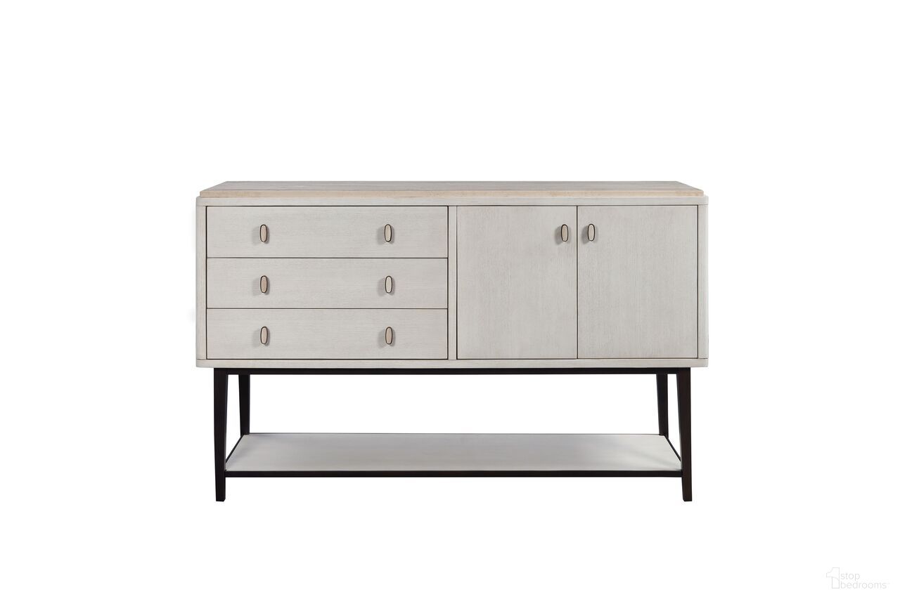 The appearance of Elements Server With Metal Base In Vanilla designed by Bernell in the transitional interior design. This vanilla piece of furniture  was selected by 1StopBedrooms from Elements Collection to add a touch of cosiness and style into your home. Sku: 3062-525. Material: Oak Veneer.
