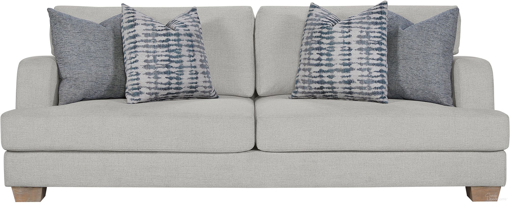 The appearance of Elements Sofa In Off White designed by Bernell in the transitional interior design. This off white piece of furniture  was selected by 1StopBedrooms from Elements Collection to add a touch of cosiness and style into your home. Sku: 3062-900S. Material: Polyester.