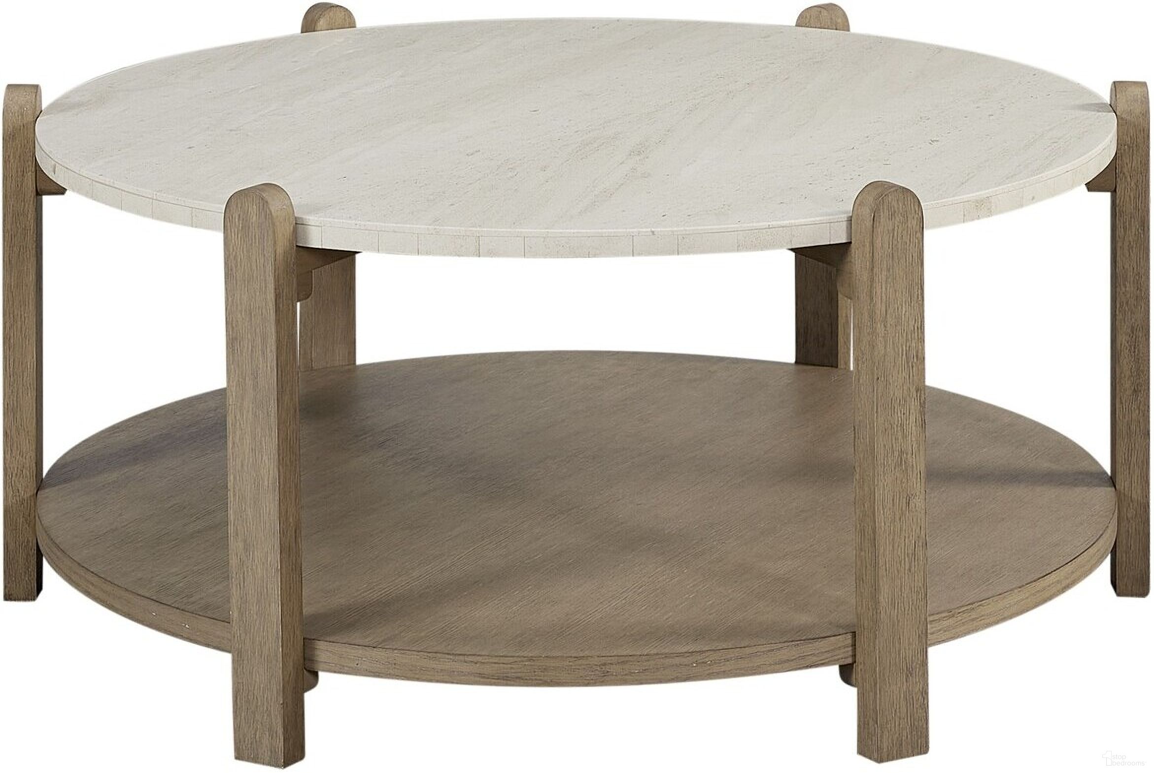 Elements Stone Top Cocktail Table In Toffee