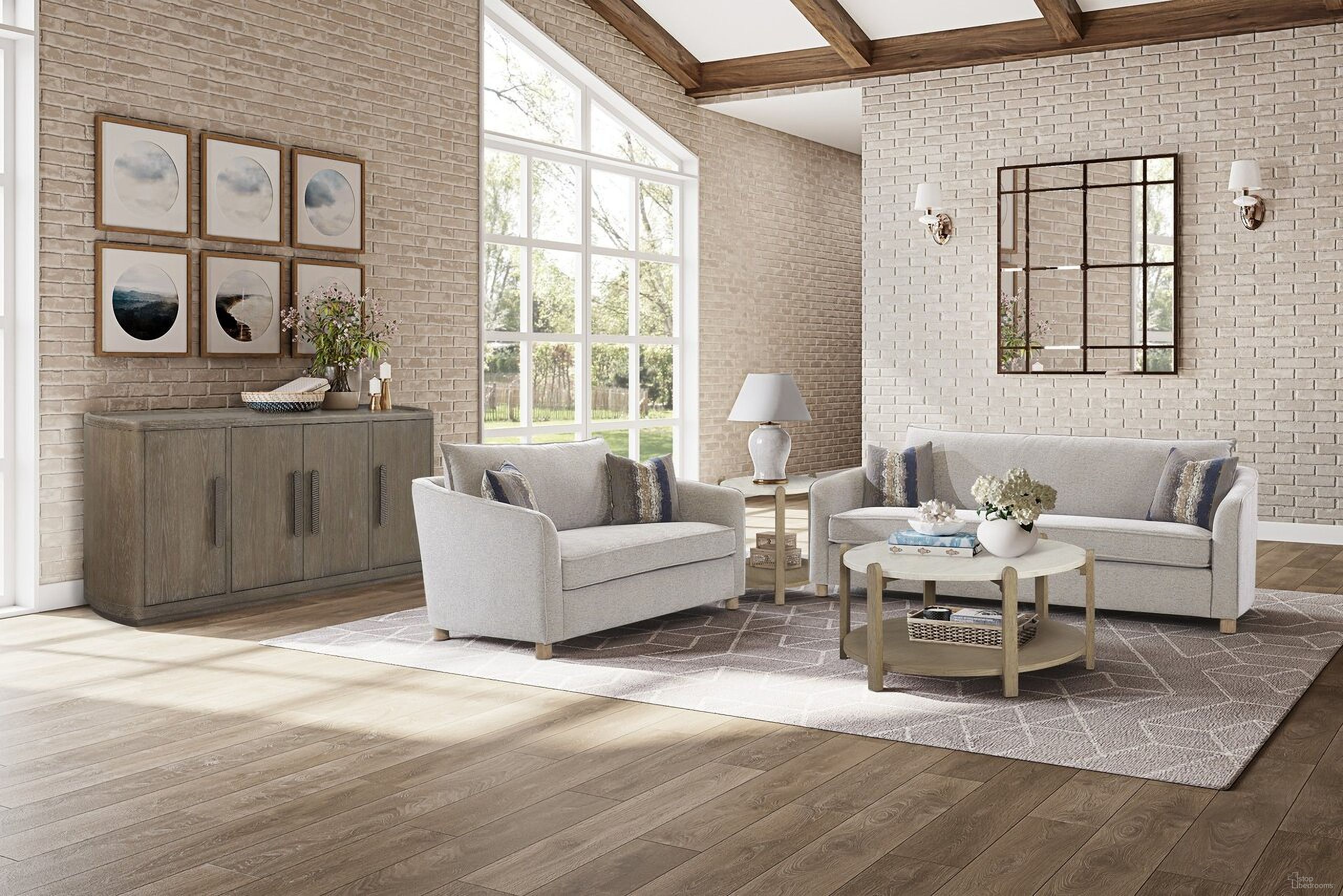 Elements Stone Top Occasional Table Set In Toffee