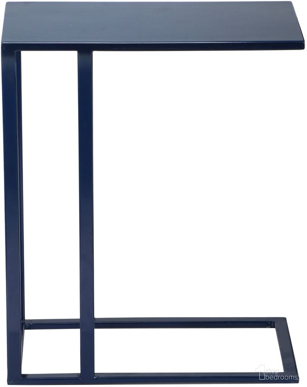 The appearance of Elements Tanu C-Table Enamel Top End Table In Navy designed by Urbia in the modern / contemporary interior design. This navy piece of furniture  was selected by 1StopBedrooms from Elements Collection to add a touch of cosiness and style into your home. Sku: IJ-TANU-ET-NVY. Material: Aluminum.