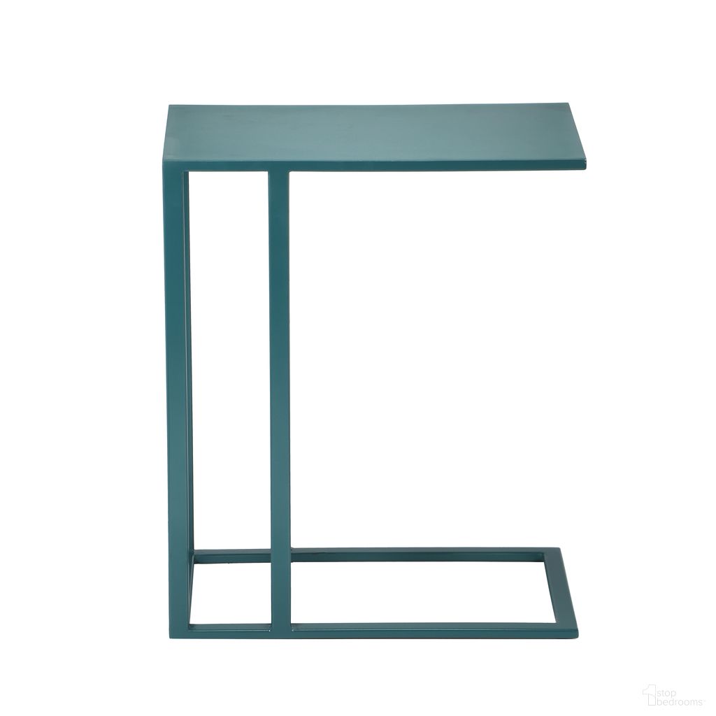 Elements Tanu C-Table Enamel Top End Table In Teal