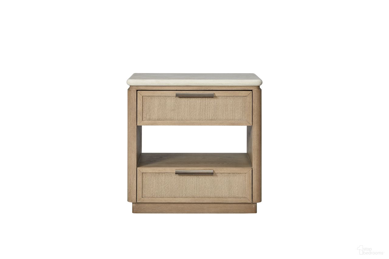 The appearance of Elements Two Drawer Nightstand With Rope Fronts In Toffee designed by Bernell in the transitional interior design. This toffee piece of furniture was selected by 1StopBedrooms from Elements Collection to add a touch of cosiness and style into your home. Sku: 3262-121. Material: Oak Veneer.