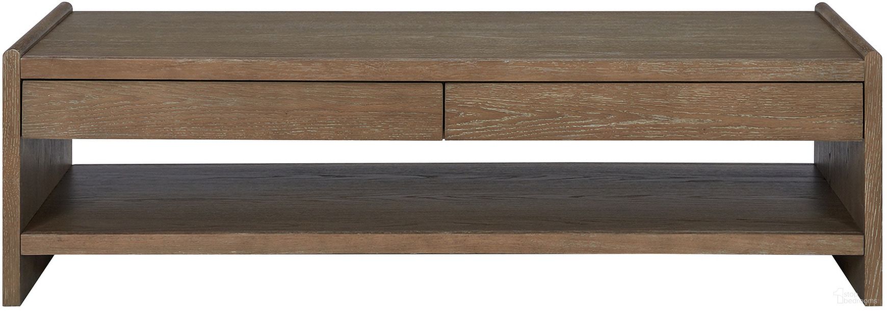 The appearance of Elements Wood Top 2-Drawer Cocktail Table In Cocoa designed by Bernell in the transitional interior design. This cocoa piece of furniture was selected by 1StopBedrooms from Elements Collection to add a touch of cosiness and style into your home. Sku: 3162-010. Material: Wood.