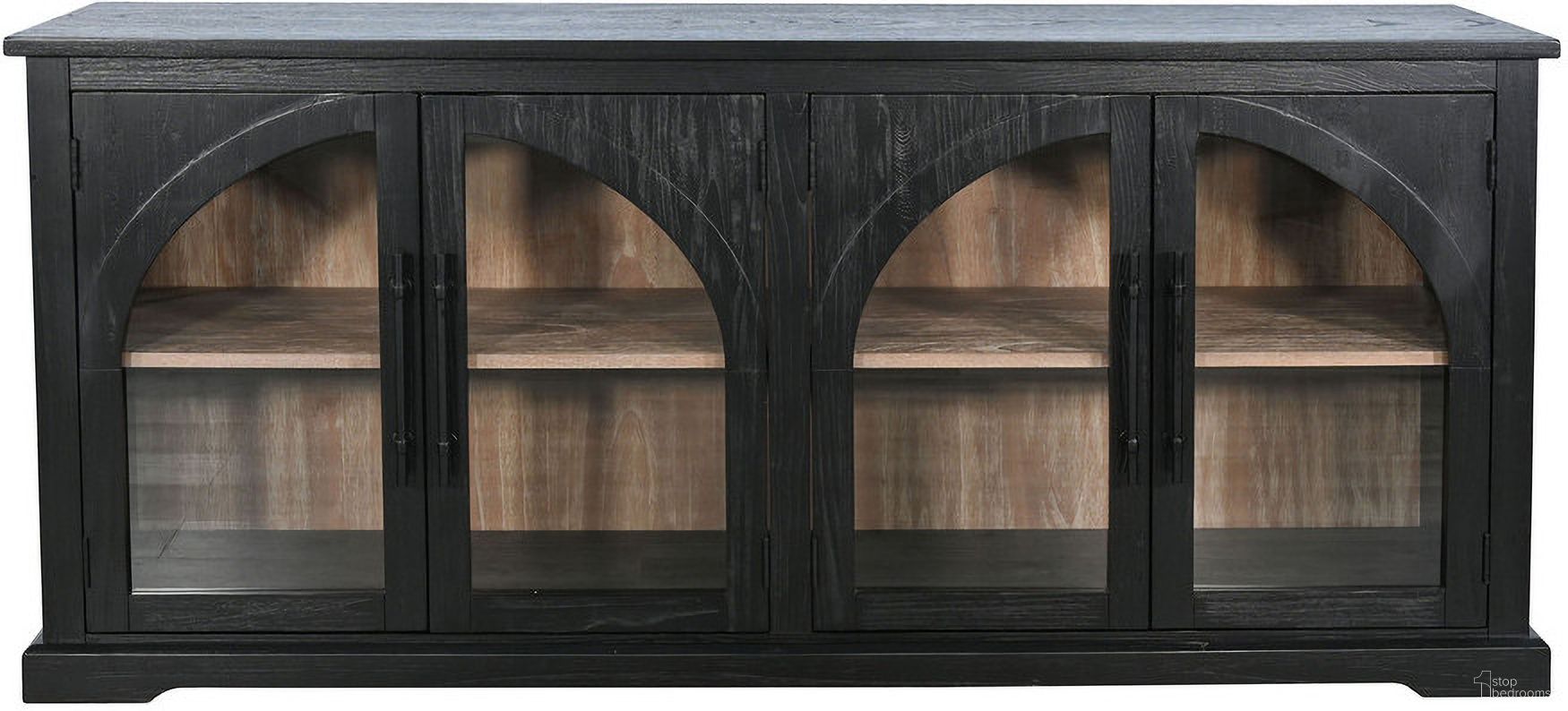 The appearance of Elena Modern Black Wood Display Cabinet with Arched Glass Doors In Umbra and Oak Grove designed by Sunny Designs in the modern / contemporary interior design. This umbra and oak grove piece of furniture was selected by 1StopBedrooms from Elena Collection to add a touch of cosiness and style into your home. Sku: 2166UO. Material: Solid Wood.