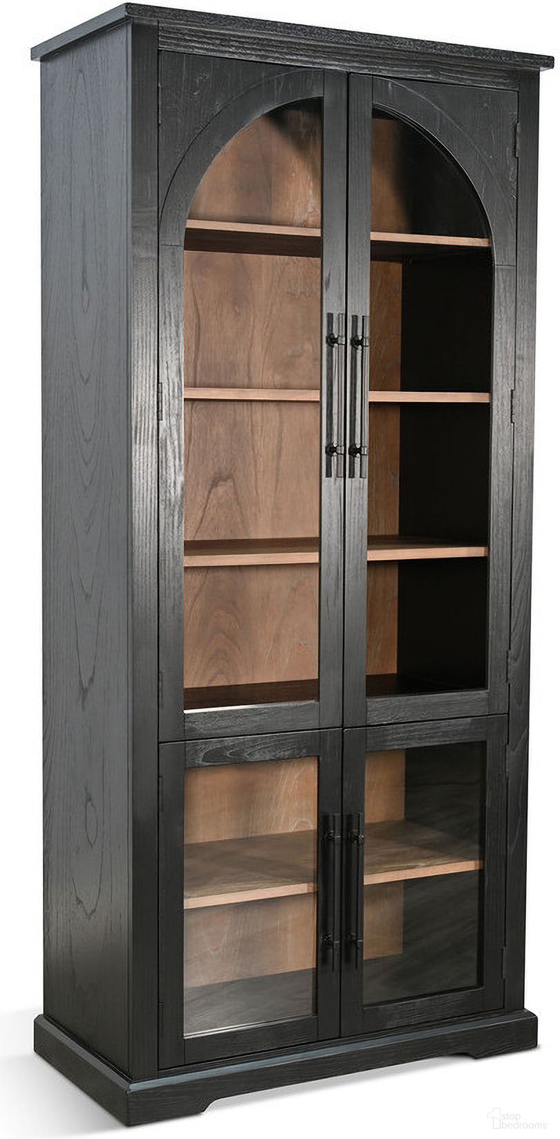 The appearance of Elena Tall Wood Cabinet with Arched Glass Doors In Umbra and Oak Grove designed by Sunny Designs in the modern / contemporary interior design. This umbra and oak grove piece of furniture  was selected by 1StopBedrooms from Elena Collection to add a touch of cosiness and style into your home. Sku: 2168UO. Material: Solid Wood.