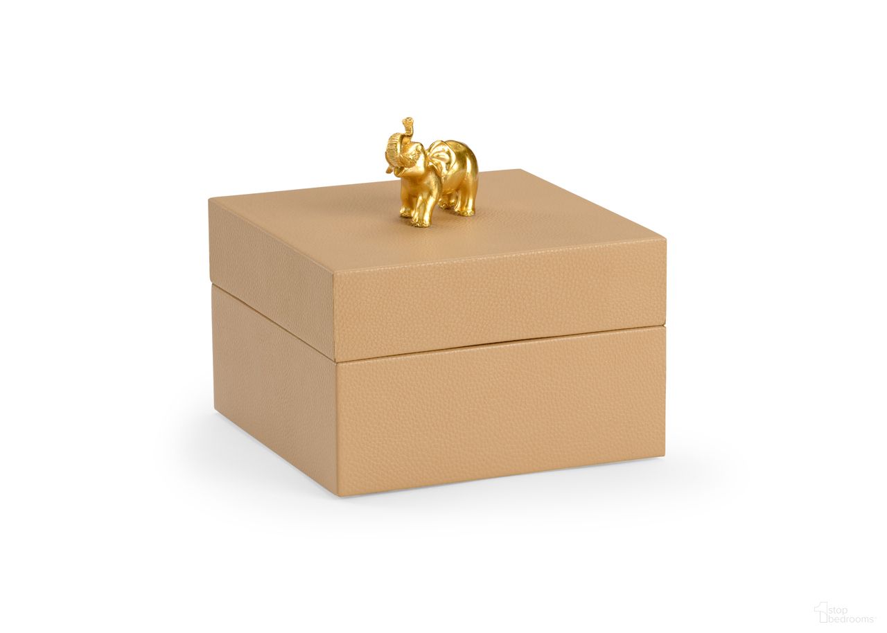 Elephant Handle Box In Tan and Gold