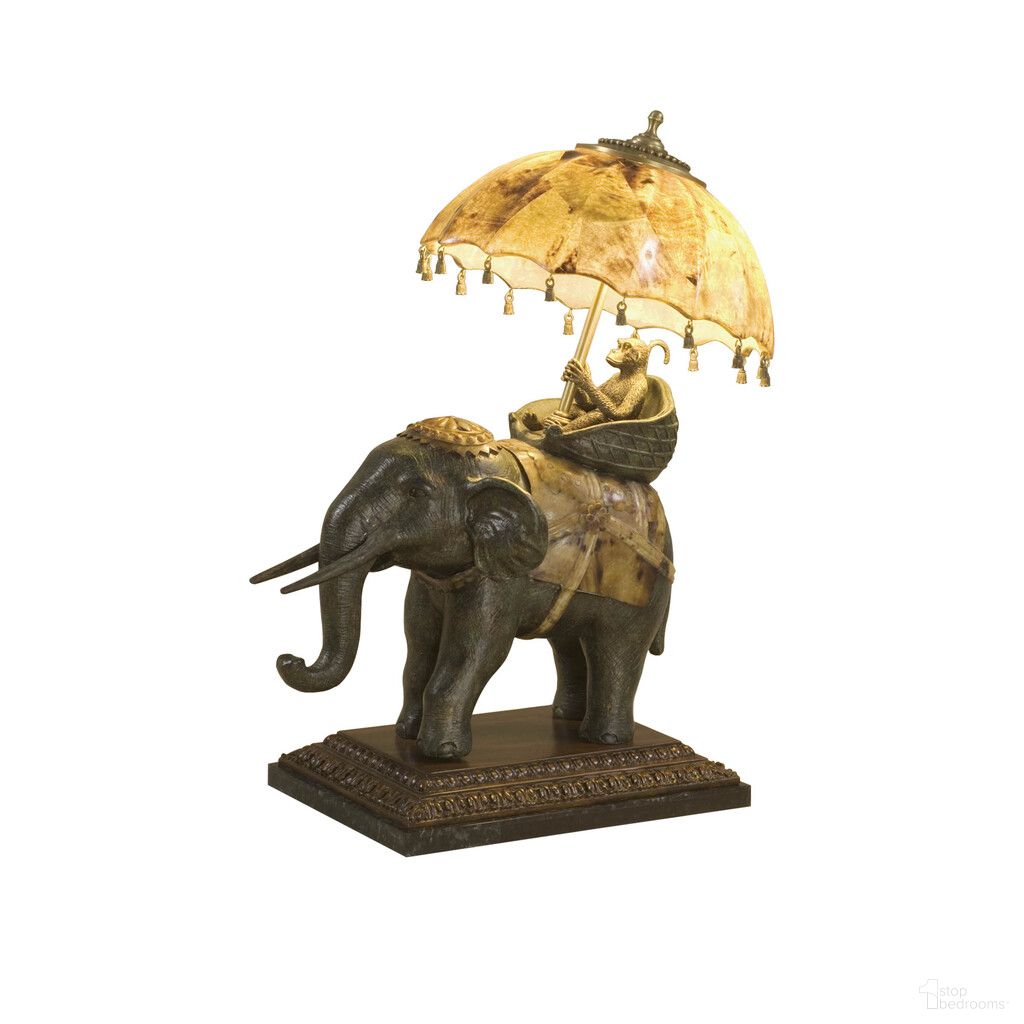 The appearance of Elephant Ride Table Lamp In Amber/Brass/Brown designed by Maitland-Smith in the modern / contemporary interior design. This amber/brass/brown piece of furniture  was selected by 1StopBedrooms from Maitland Smith Collection to add a touch of cosiness and style into your home. Sku: 8122-17. Material: Wood.