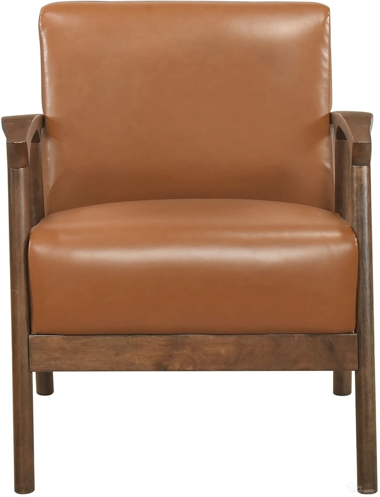 The appearance of Eli Accent Chair In Brown designed by Homelegance in the transitional interior design. This brown piece of furniture  was selected by 1StopBedrooms from Eli Collection to add a touch of cosiness and style into your home. Sku: 1060BRW-1. Material: Faux Leather.