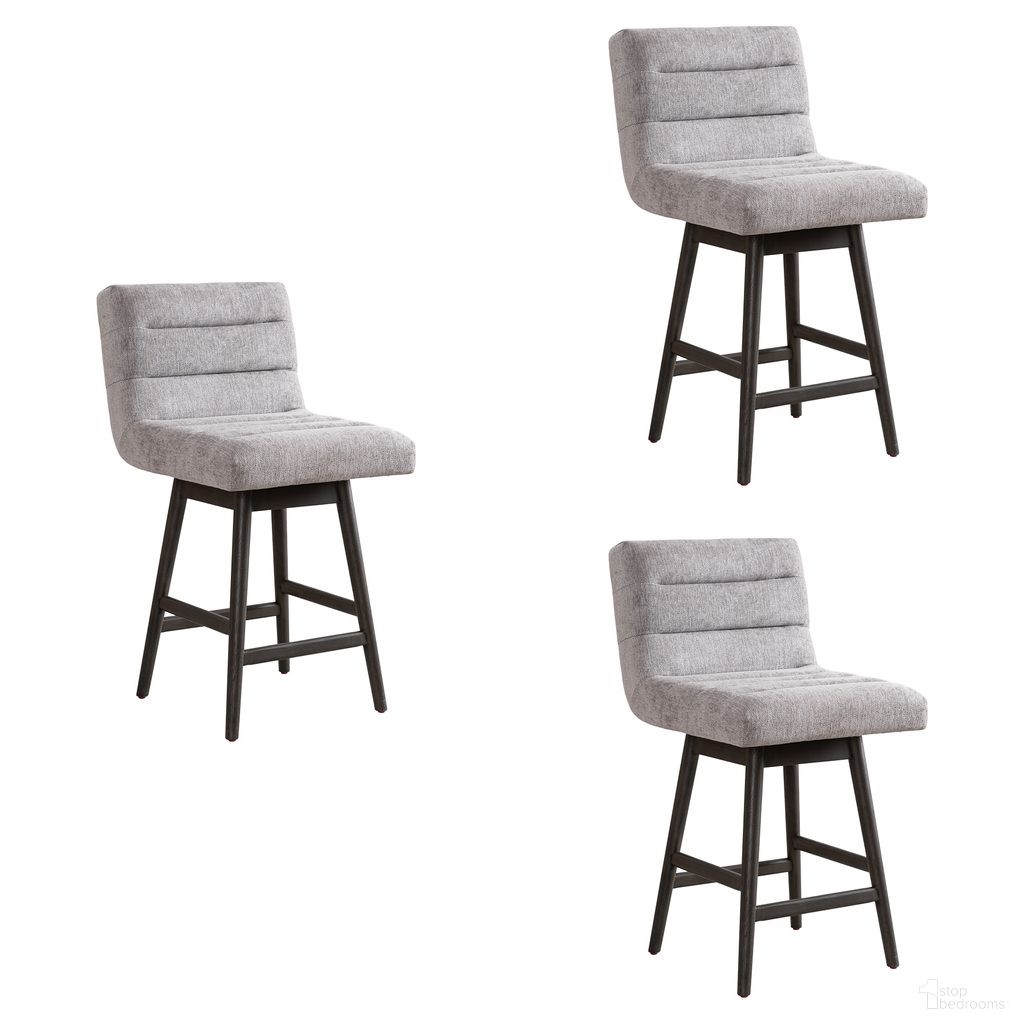 The appearance of Elias 26 Inch Counter Height Swivel Barstool Set of 3 In Gray designed by Armen Living in the modern / contemporary interior design. This gray piece of furniture was selected by 1StopBedrooms from Elias Collection to add a touch of cosiness and style into your home. Sku: LCELBAGRYMO26;LCELBAGRYMO26;LCELBAGRYMO26. Material: Polyester.