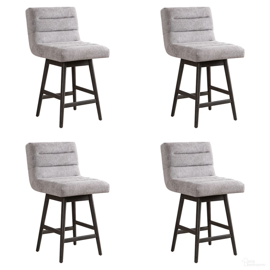 The appearance of Elias 26 Inch Counter Height Swivel Barstool Set of 4 In Gray designed by Armen Living in the modern / contemporary interior design. This gray piece of furniture was selected by 1StopBedrooms from Elias Collection to add a touch of cosiness and style into your home. Sku: LCELBAGRYMO26;LCELBAGRYMO26;LCELBAGRYMO26;LCELBAGRYMO26. Material: Polyester.