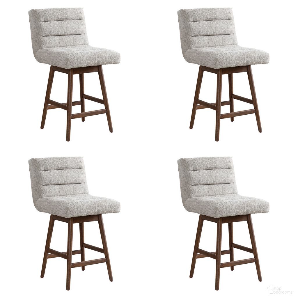 The appearance of Elias 26 Inch Counter Height Swivel Barstool Set of 4 In Morning Fog and Brown designed by Armen Living in the modern / contemporary interior design. This morning fog and brown piece of furniture  was selected by 1StopBedrooms from Elias Collection to add a touch of cosiness and style into your home. Sku: LCELBABRNMG26;LCELBABRNMG26;LCELBABRNMG26;LCELBABRNMG26. Material: Polyester.
