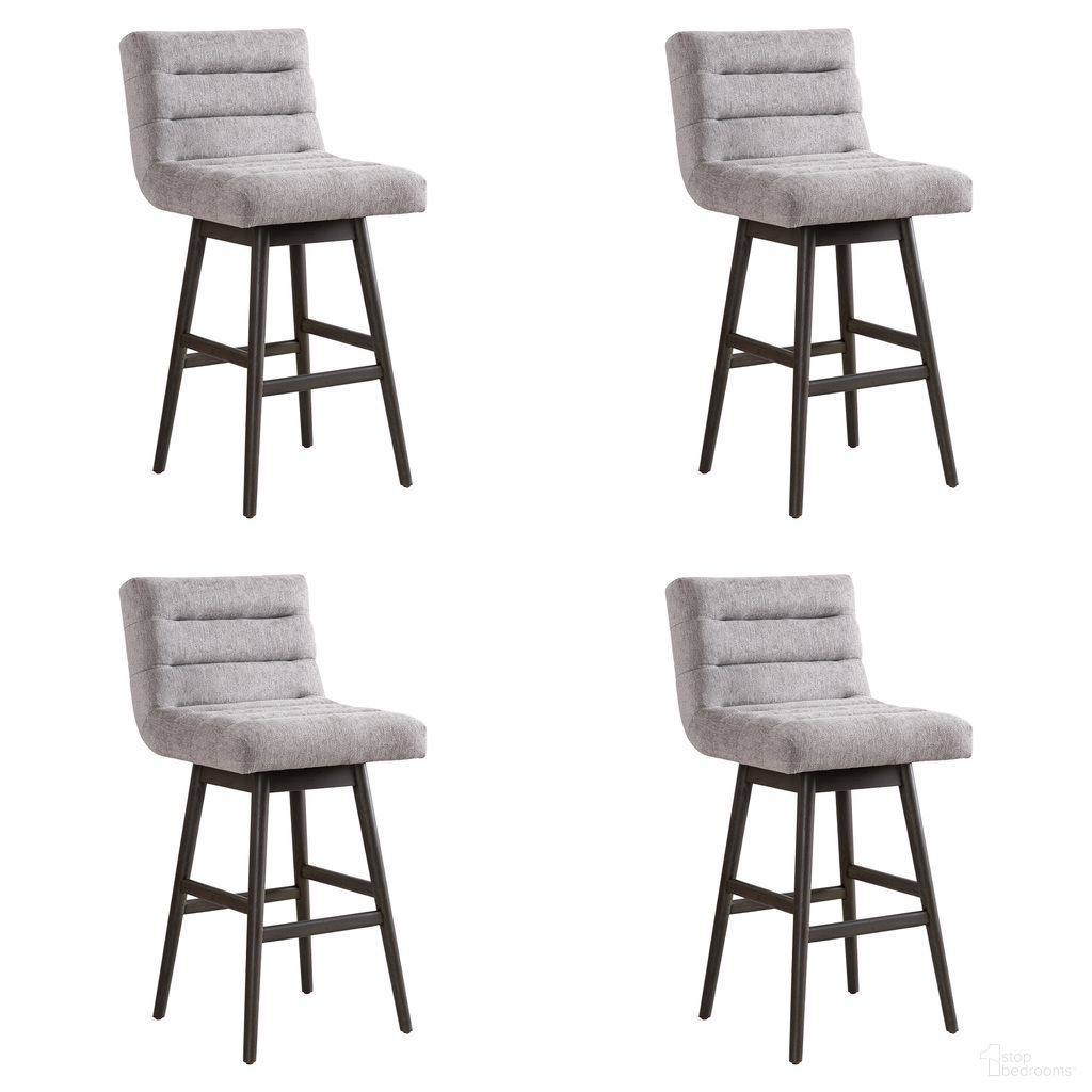 The appearance of Elias 30 Inch Bar Height Swivel Barstool Set of 4 In Gray designed by Armen Living in the modern / contemporary interior design. This gray piece of furniture  was selected by 1StopBedrooms from Elias Collection to add a touch of cosiness and style into your home. Sku: LCELBAGRYMO30;LCELBAGRYMO30;LCELBAGRYMO30;LCELBAGRYMO30. Material: Polyester.