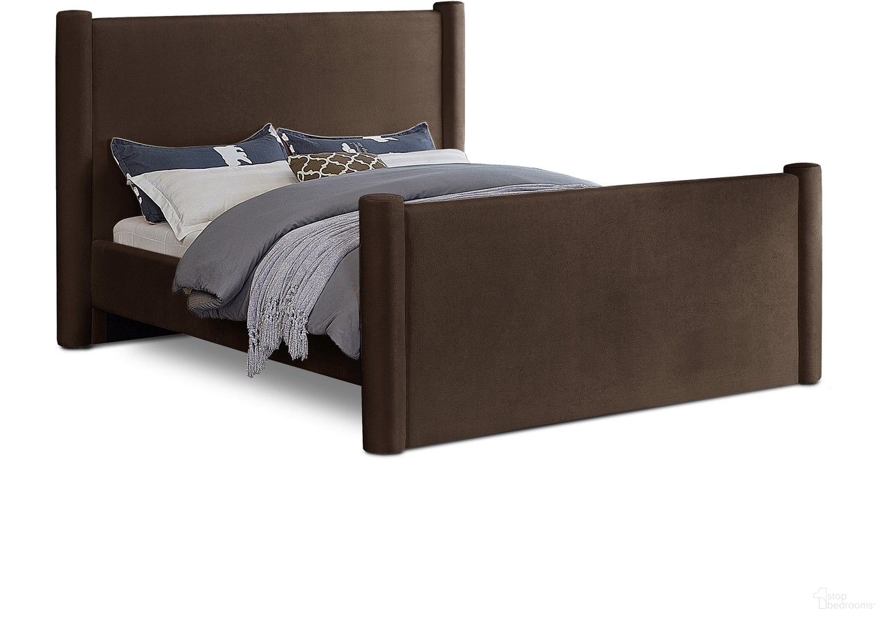 Elias King Bed In Brown Velvet