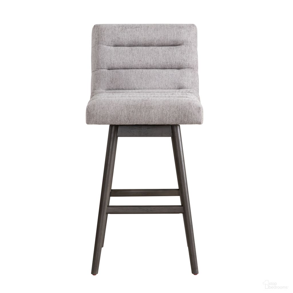 The appearance of Elias Solid Wood Fabric Seat Upholstered 30 Inch Bar Height Swivel Barstool In Gray Oak and Gray designed by Armen Living in the modern / contemporary interior design. This gray oak/gray piece of furniture was selected by 1StopBedrooms from Elias Collection to add a touch of cosiness and style into your home. Sku: LCELBAGRYMO30. Material: Polyester.