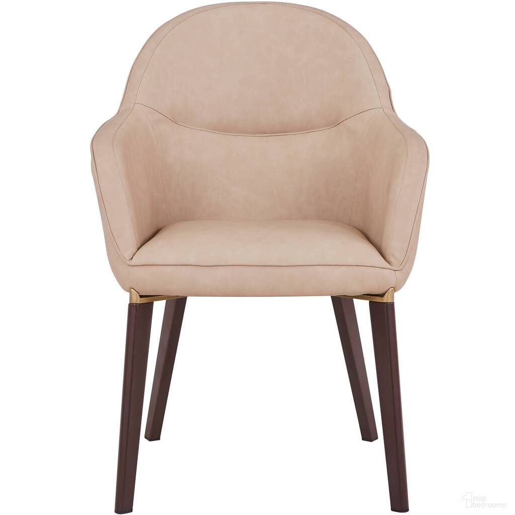 The appearance of Elias Upholstered Dining Chair with Leather Velvet and Powder Coated Iron Legs In Light Taupe designed by LeisureMod in the modern / contemporary interior design. This light taupe piece of furniture was selected by 1StopBedrooms from Elias Collection to add a touch of cosiness and style into your home. Sku: EDC21LTP. Material: Leather. Chair Type: Arm Chair.