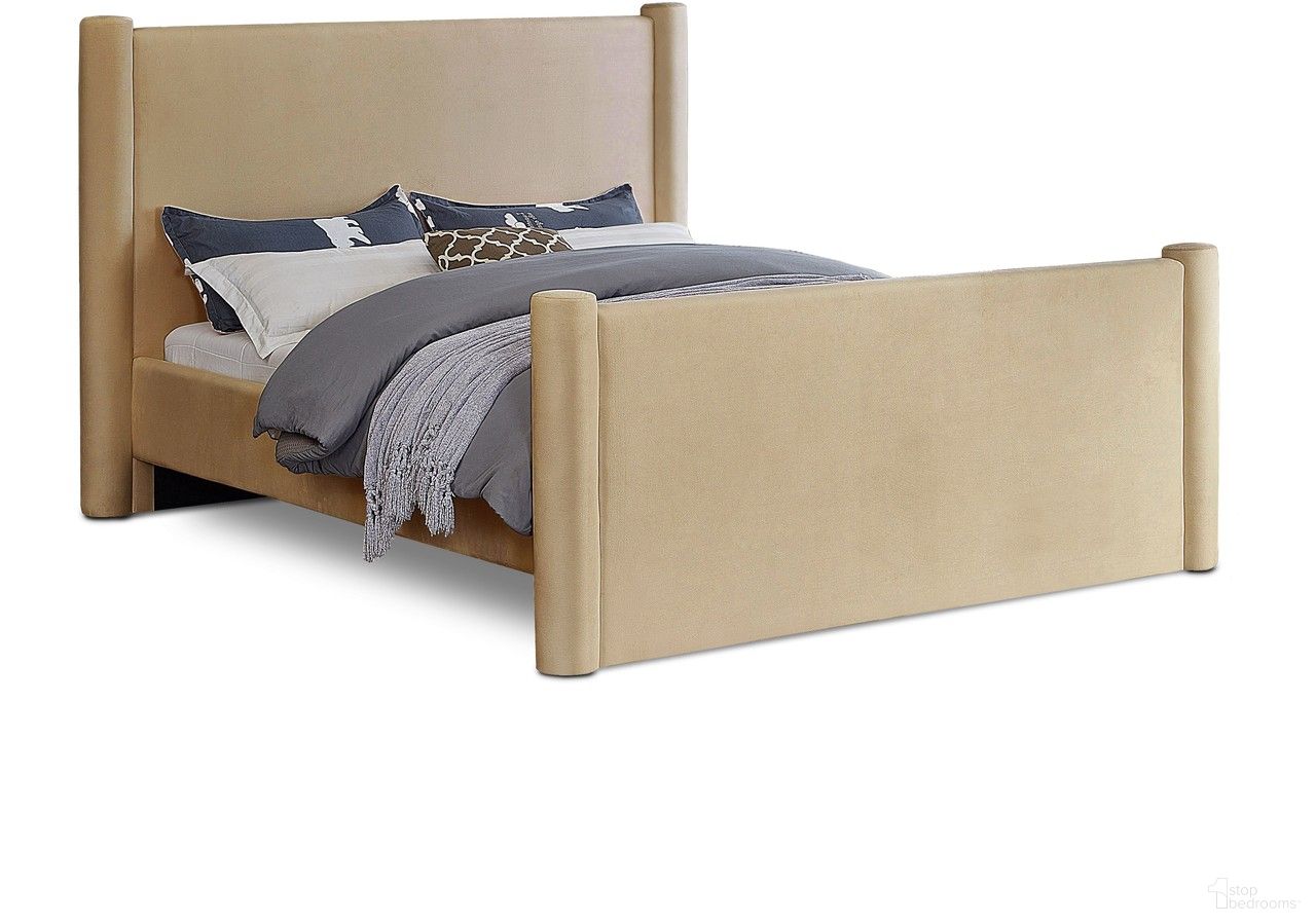Elias Velvet Full Bed In Camel