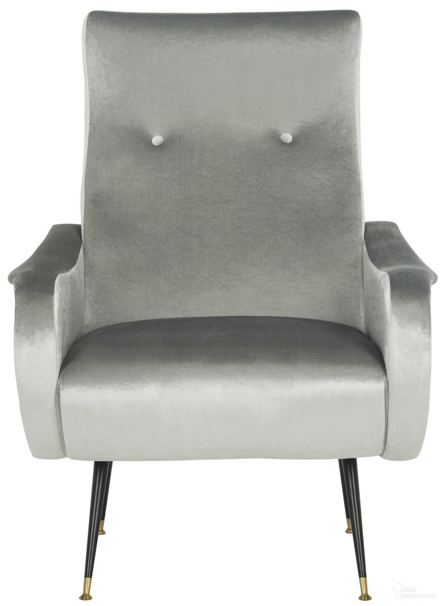 Elicia Velvet Retro Mid Century Accent Chair in Light Grey