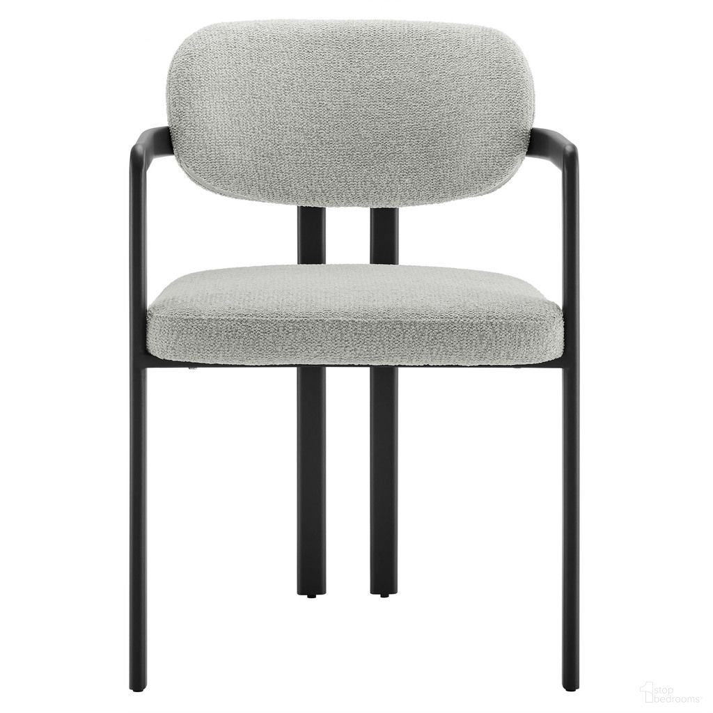 The appearance of Elio Barrel Fabric and Metal Dining Chair In Black and Dove Gray designed by Modway in the modern / contemporary interior design. This black and dove gray piece of furniture was selected by 1StopBedrooms from Elio Collection to add a touch of cosiness and style into your home. Sku: EEI-7229-BLK-DOV. Material: Fabric. Chair Type: Arm Chair.