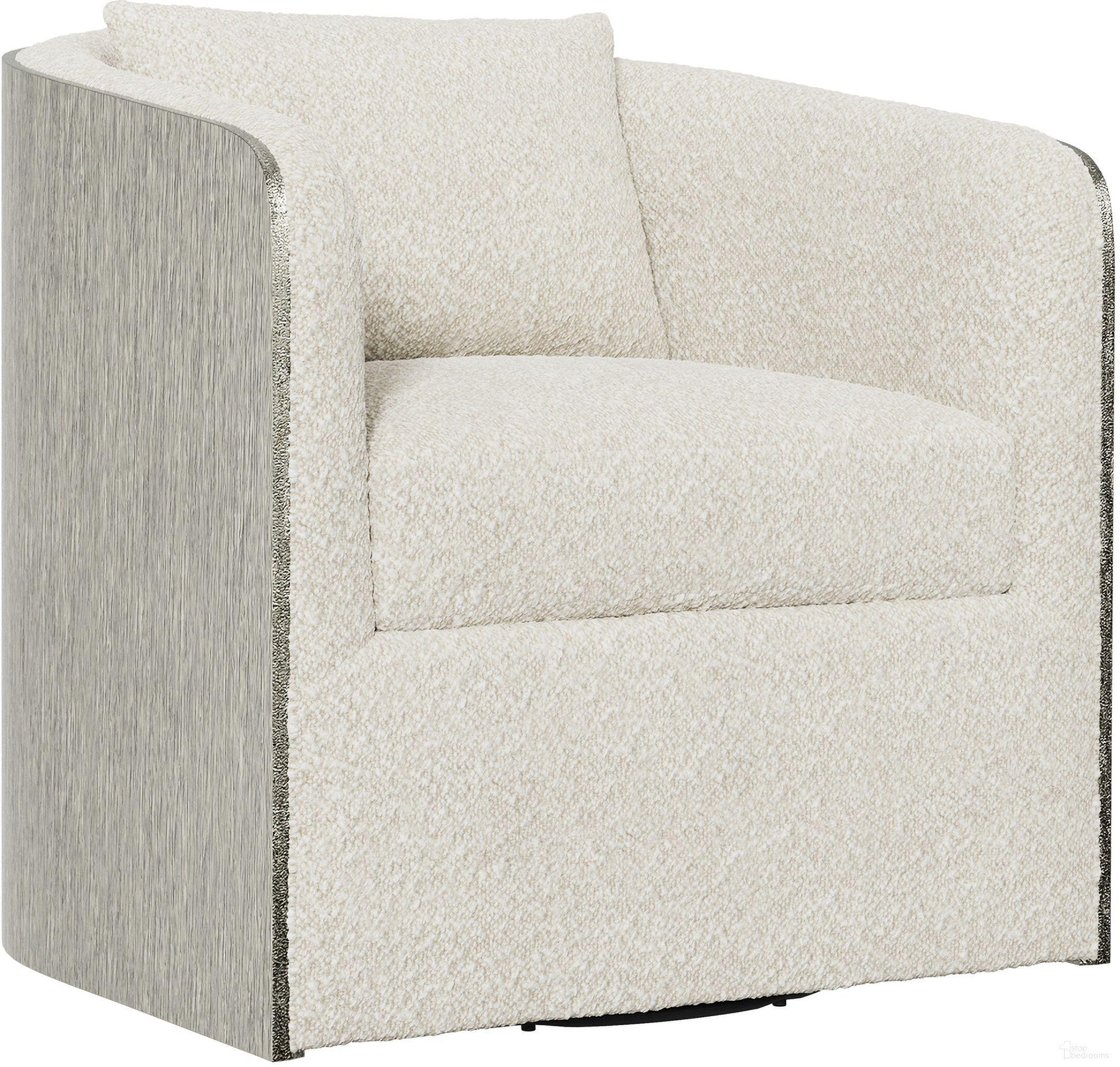 The appearance of Eliot Boucle Fabric Swivel Chair In Cream designed by Bernhardt in the modern / contemporary interior design. This cream boucle piece of furniture was selected by 1StopBedrooms from Elliot Collection to add a touch of cosiness and style into your home. Sku: N6813S_1146-002. Upholstery Material: Boucle. Material: Boucle.