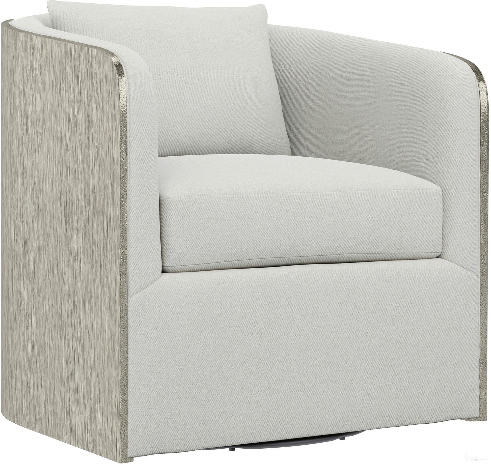 The appearance of Eliot Fabric Swivel Chair In Bone designed by Bernhardt in the modern / contemporary interior design. This bone solid piece of furniture was selected by 1StopBedrooms from Elliot Collection to add a touch of cosiness and style into your home. Sku: N6813S_5555-000. Material: Wood. Upholstery Material: Solid Fabric.