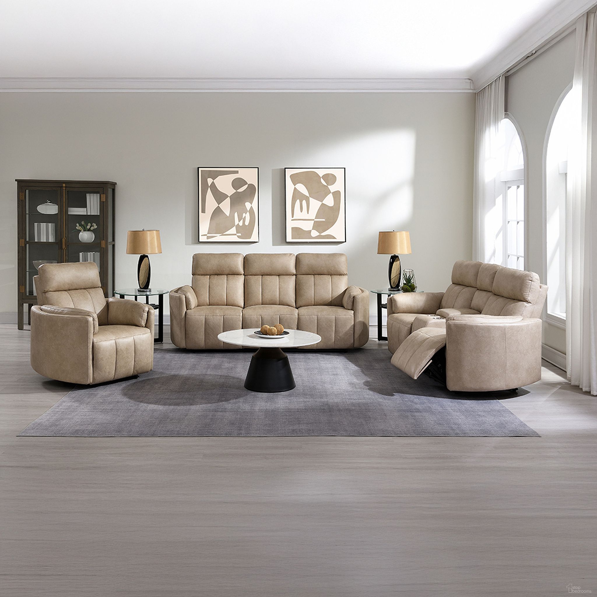 The appearance of Elison Motion Living Room Set In Dark Beige and Stone designed by ACME in the modern / contemporary interior design. This dark beige/stone piece of furniture  was selected by 1StopBedrooms from Elison Collection to add a touch of cosiness and style into your home. Sku: LV05400;LV05401. Material: Fabric.