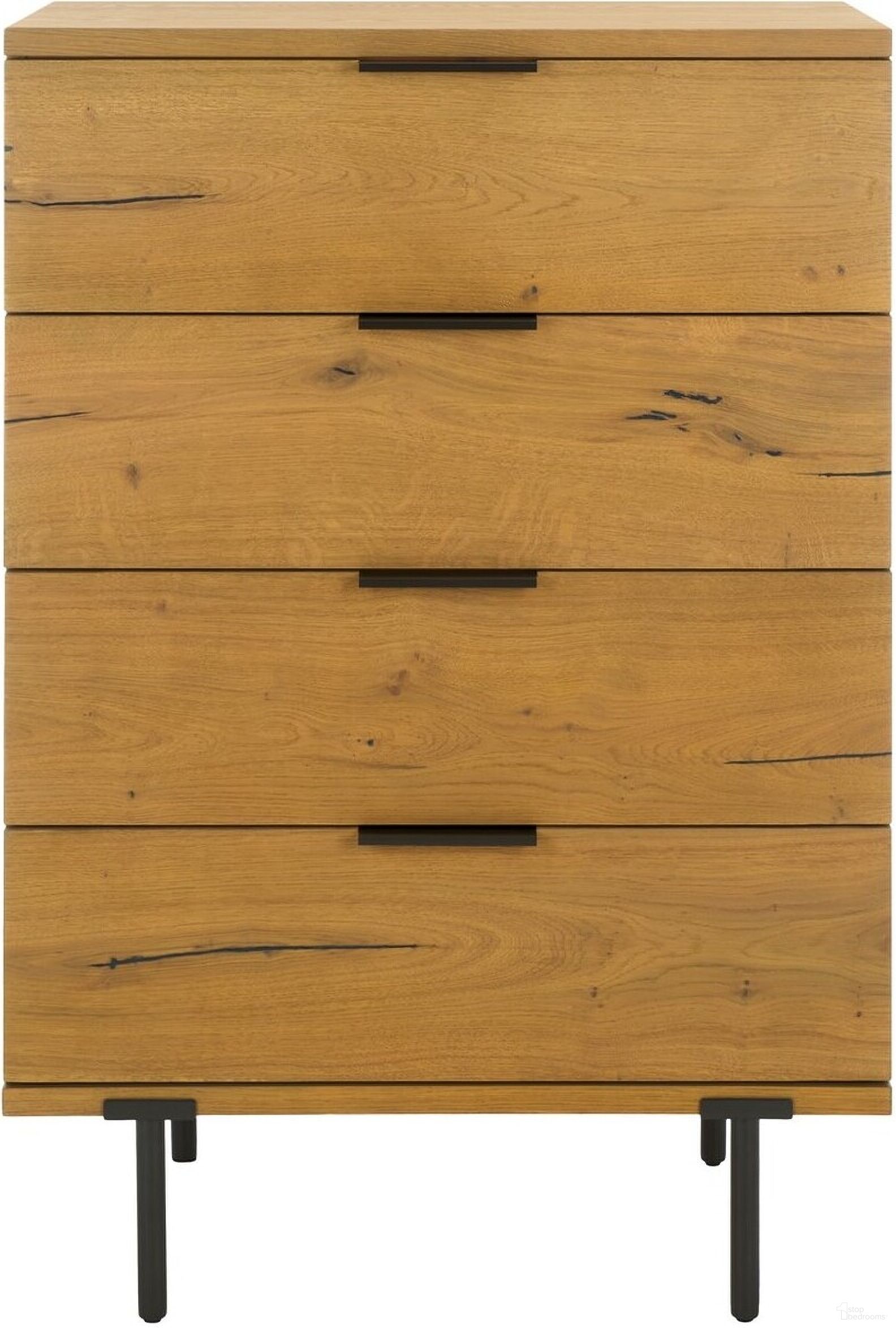 Elizabella 4 Drawer Wood Chest In Oak And Black