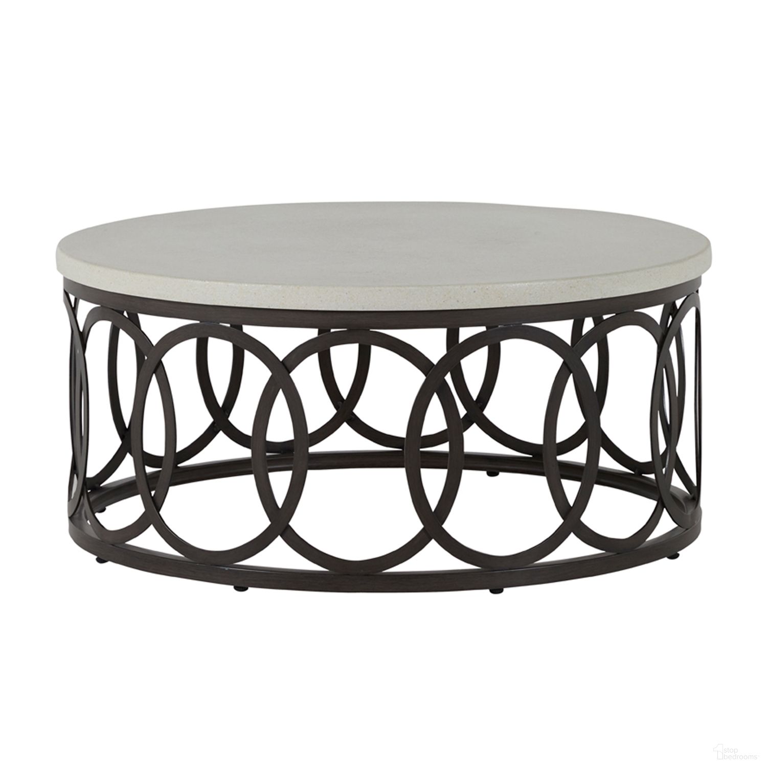 The appearance of Ella Aluminum 36 Inch Coffee Table In Slate Gray designed by Summer Classics in the transitional interior design. This slate gray piece of furniture was selected by 1StopBedrooms from Ella Collection to add a touch of cosiness and style into your home. Sku: 44135. Material: Aluminum.