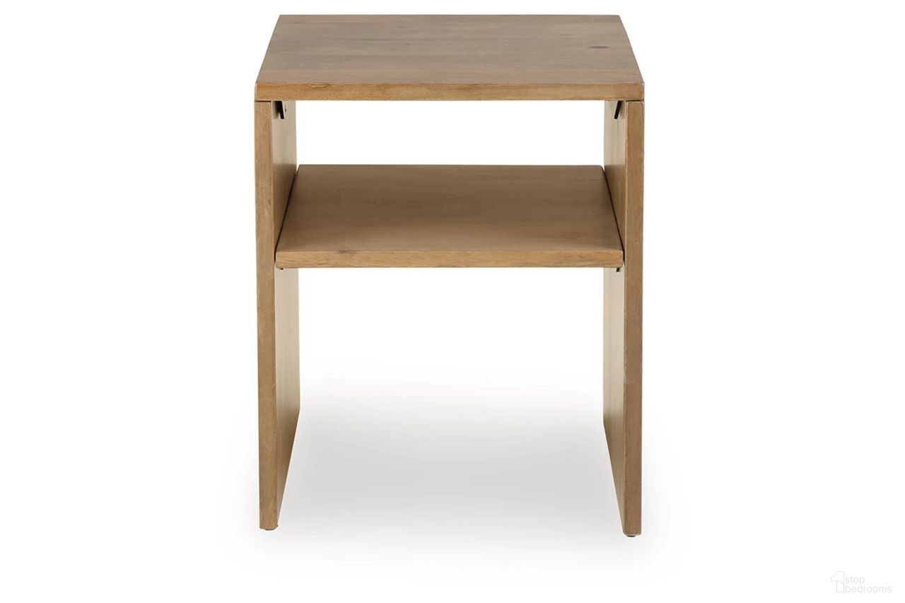 The appearance of Ella Grove End Table In Rich Brown designed by Signature Design by Ashley in the transitional interior design. This rich brown piece of furniture  was selected by 1StopBedrooms from Ella Grove Collection to add a touch of cosiness and style into your home. Sku: T639-3. Material: Wood.